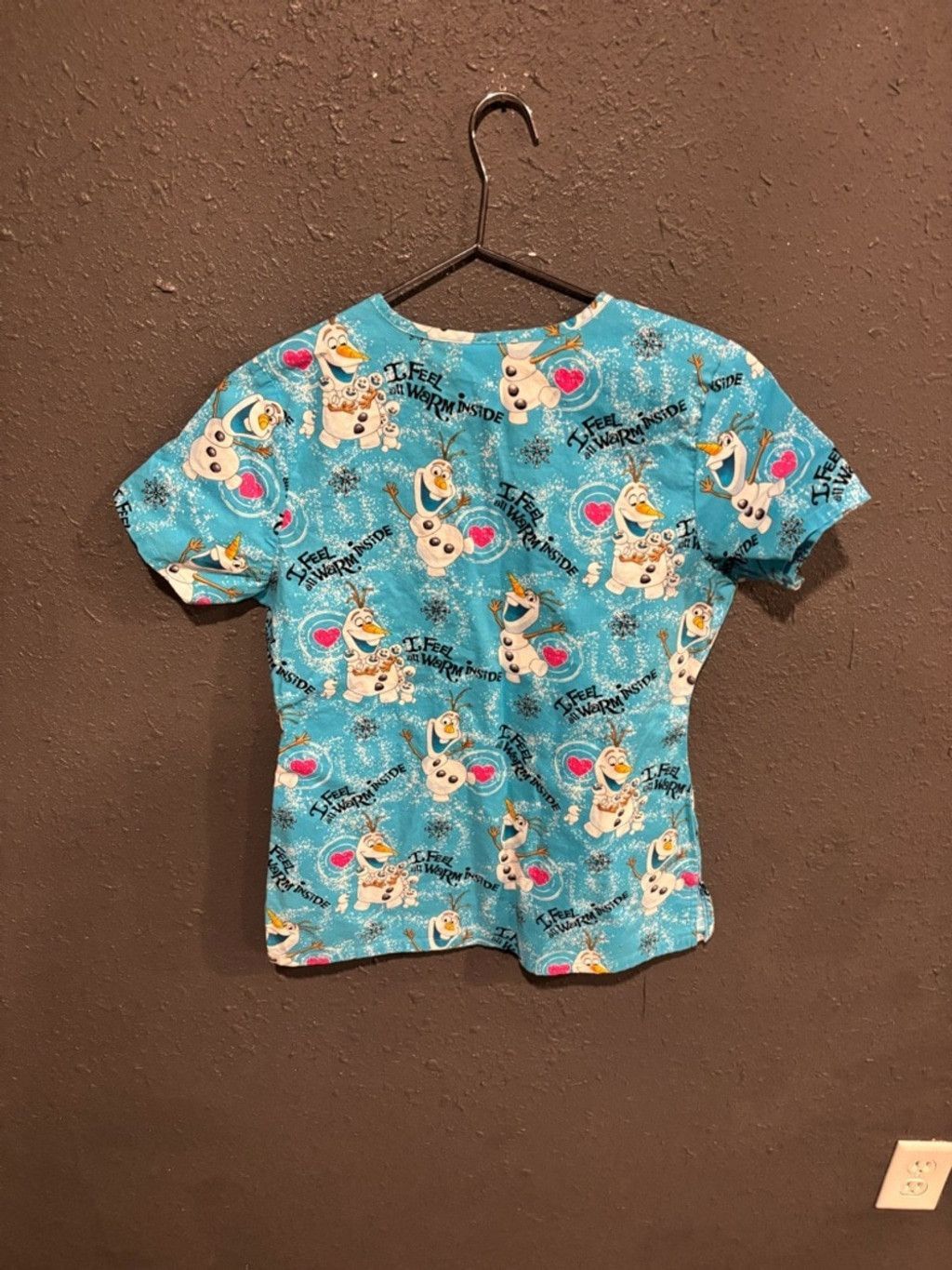 Disney Disney Frozen Olaf Print Blue Scrub Top Size XS / US 0-2 / IT 36-38 - 4 Thumbnail