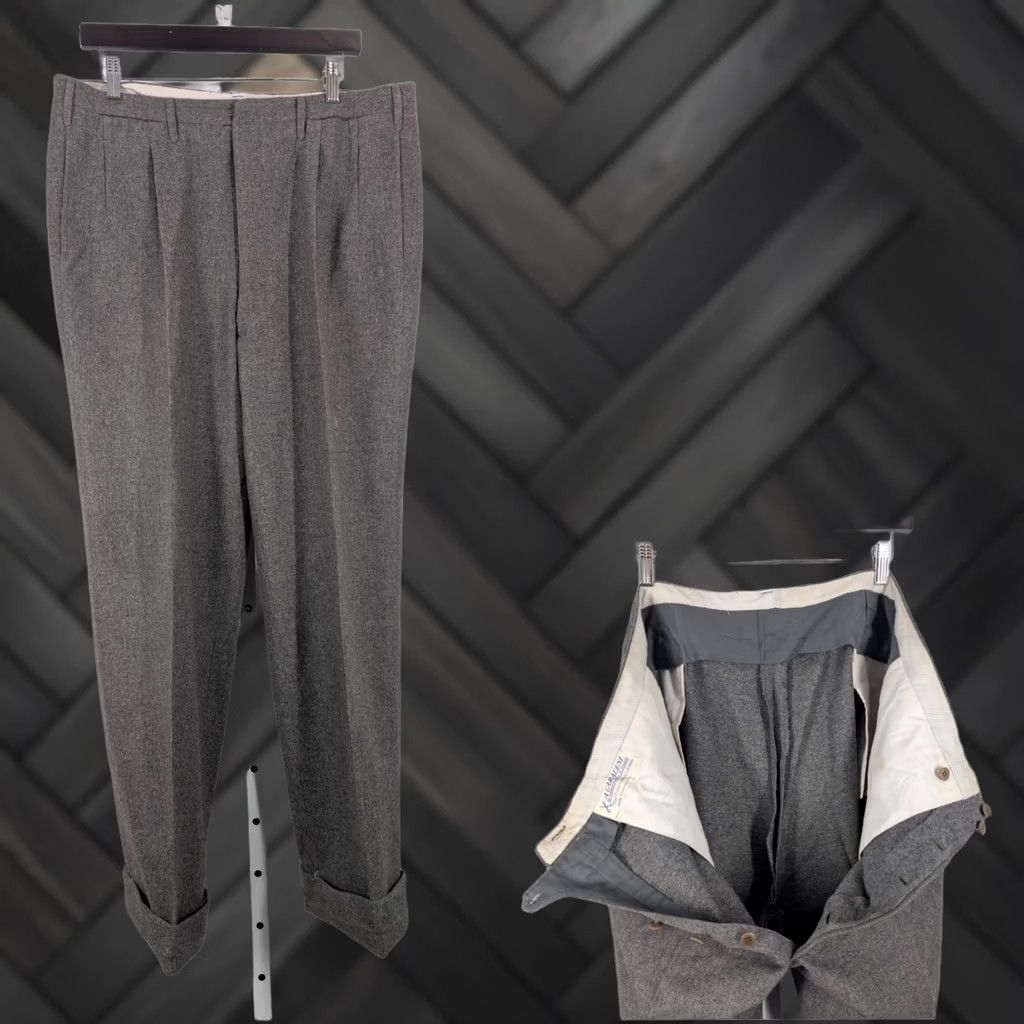 Vintage VINTAGE Sartoria Caraceni Gray Wool Pleated Trouser Pants 1970s Formal 36 Inseam 30/Let Out 41 Mens Size US 36 / EU 52 - 1 Thumbnail
