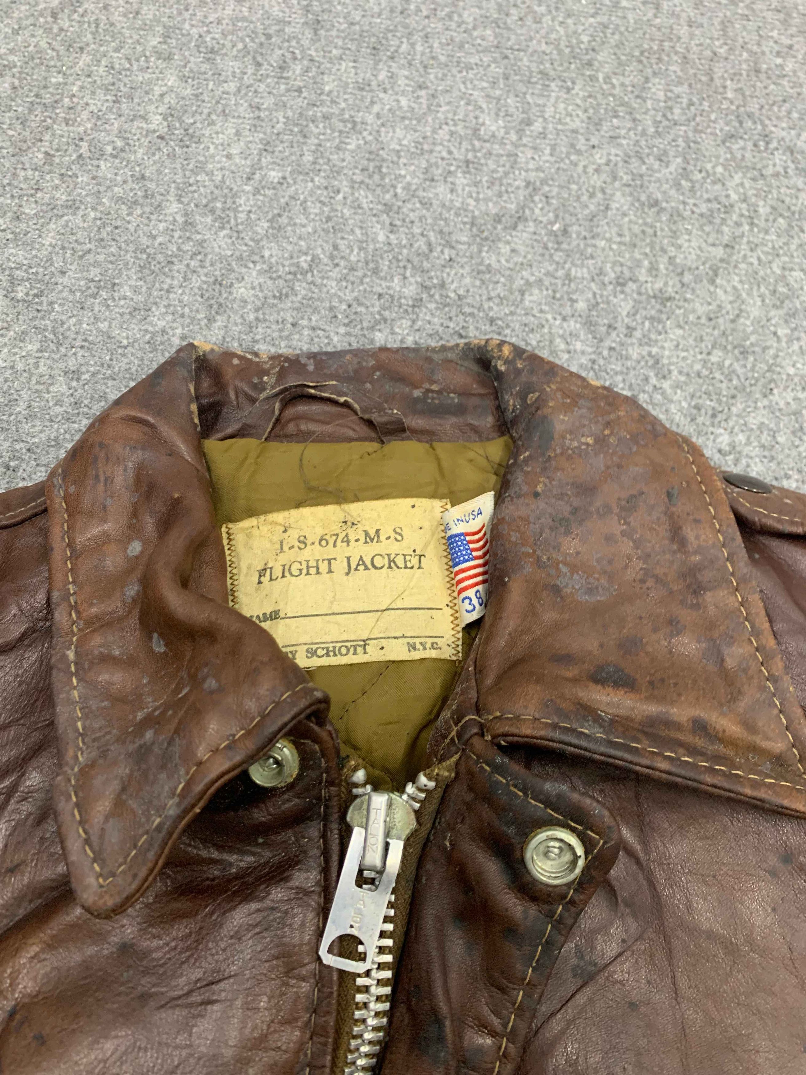 Schott Vintage 50s Schott Made In Usa Flight Leather Bomber Jacket Size US S / EU 44-46 / 1 - 6 Thumbnail