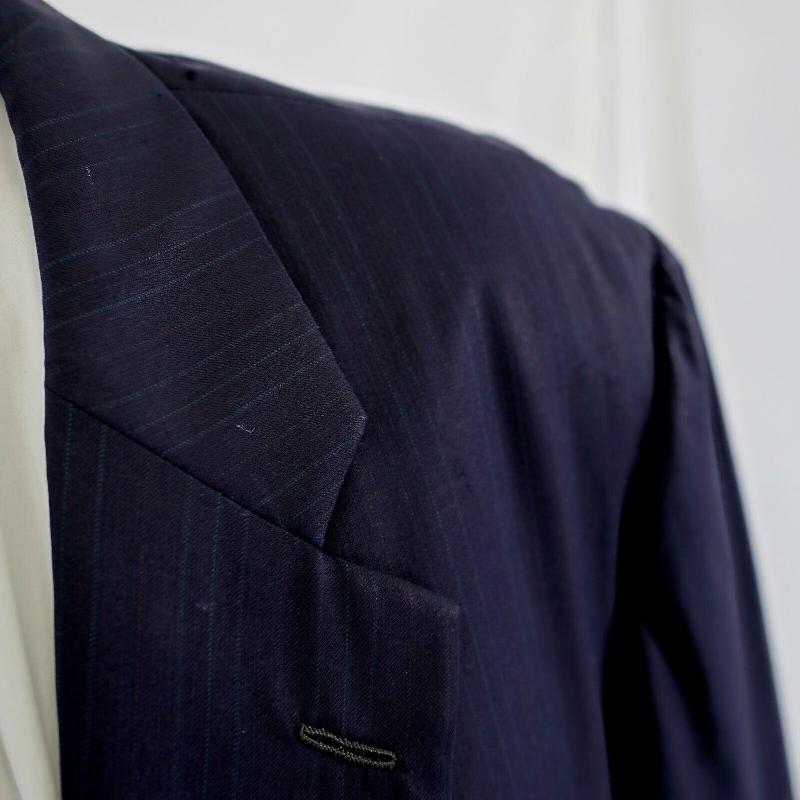 Hickey Freeman DAMAGED Hickey Freeman Wool Blue W/ Multi-Colored Striped 50 Size 50L - 3 Thumbnail