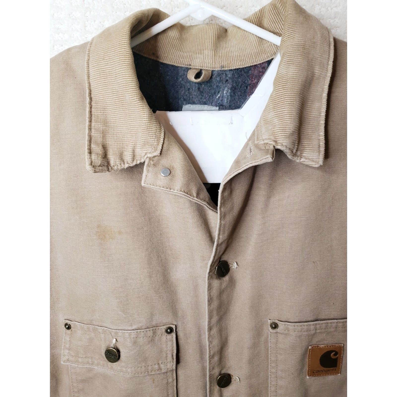 Carhartt VINTAGE Carhartt Men's 2XL Regular Blanket Lined Canvas Jacket Coat C02 SDL Sandstone Workwear Chore Barn Coat Mens Size US XXL / EU 58 / 5 - 3 Thumbnail