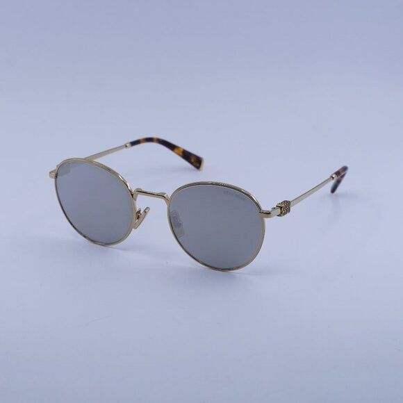 Miu Miu Miu Miu MU55ZS 5AK07F Sunglasses Gold Round Frame Size ONE SIZE - 3 Thumbnail