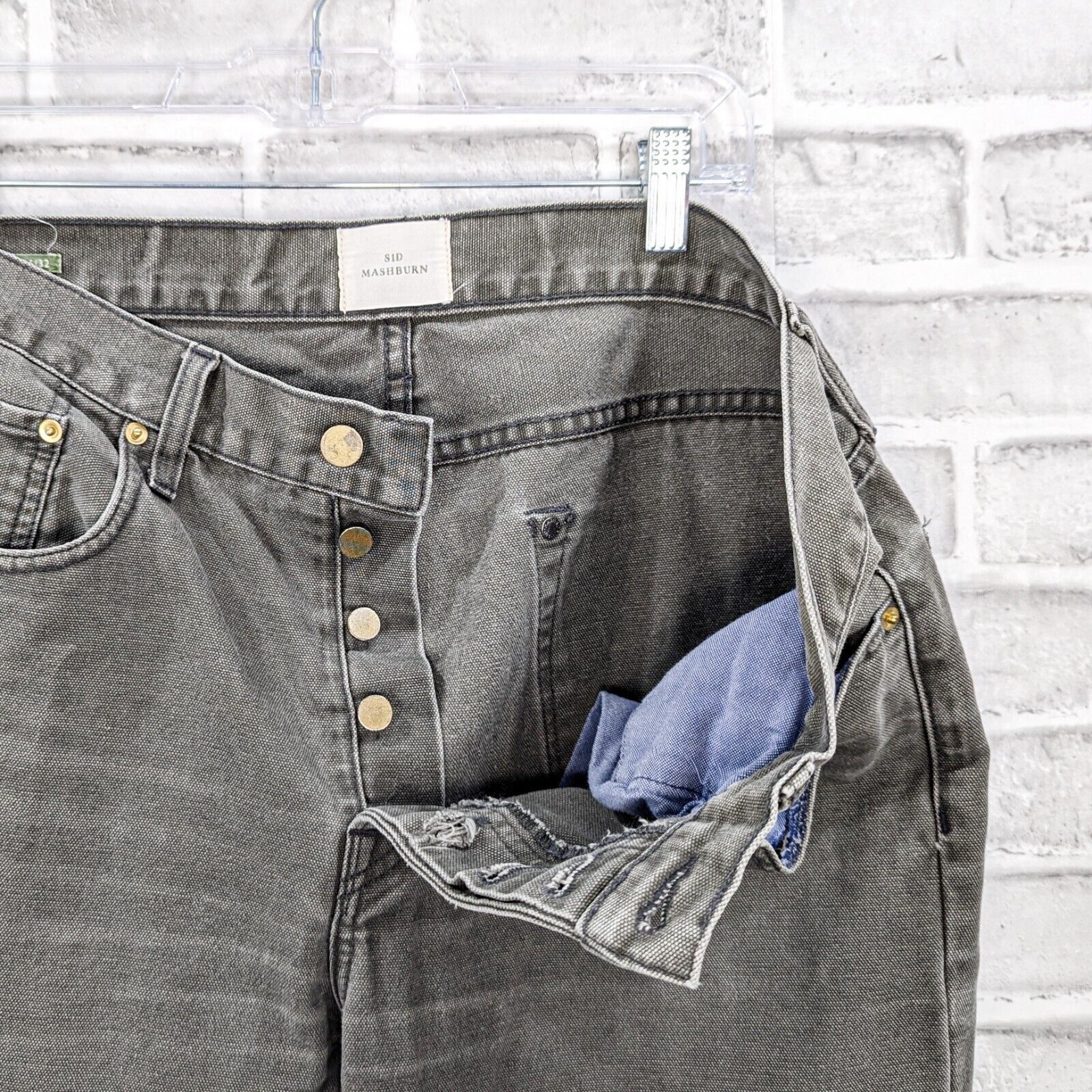Sid Mashburn SID MASHBURN Men's 5 Pocket Denim Jeans Greenish Grey 36 Size US 36 / EU 52 - 2 Thumbnail