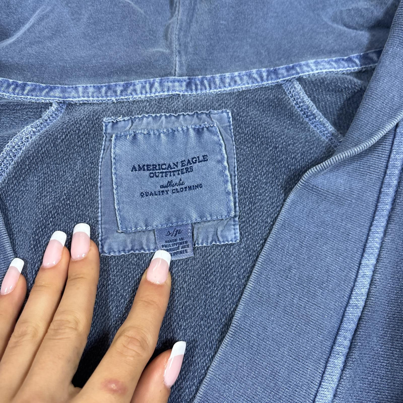 American Eagle Outfitters y2k american eagle blue distressed hoodie Size S / US 4 / IT 40 - 4 Thumbnail