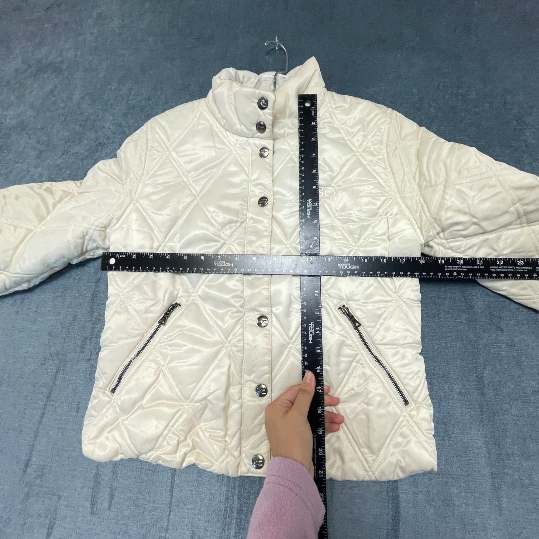Guess VINTAGE Guess Puffer Jacket Womens M White Fleece Lined Quilted Snap Front Y2K Size M / US 6-8 / IT 42-44 - 5 Thumbnail