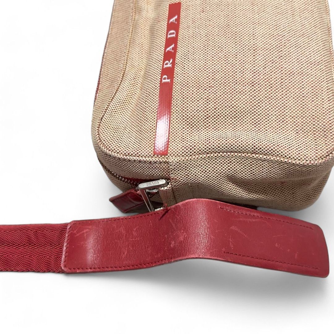 Prada Prada Sport - Canvas Red Leather Shoulder Bag Beige Camera Size ONE SIZE - 7 Thumbnail