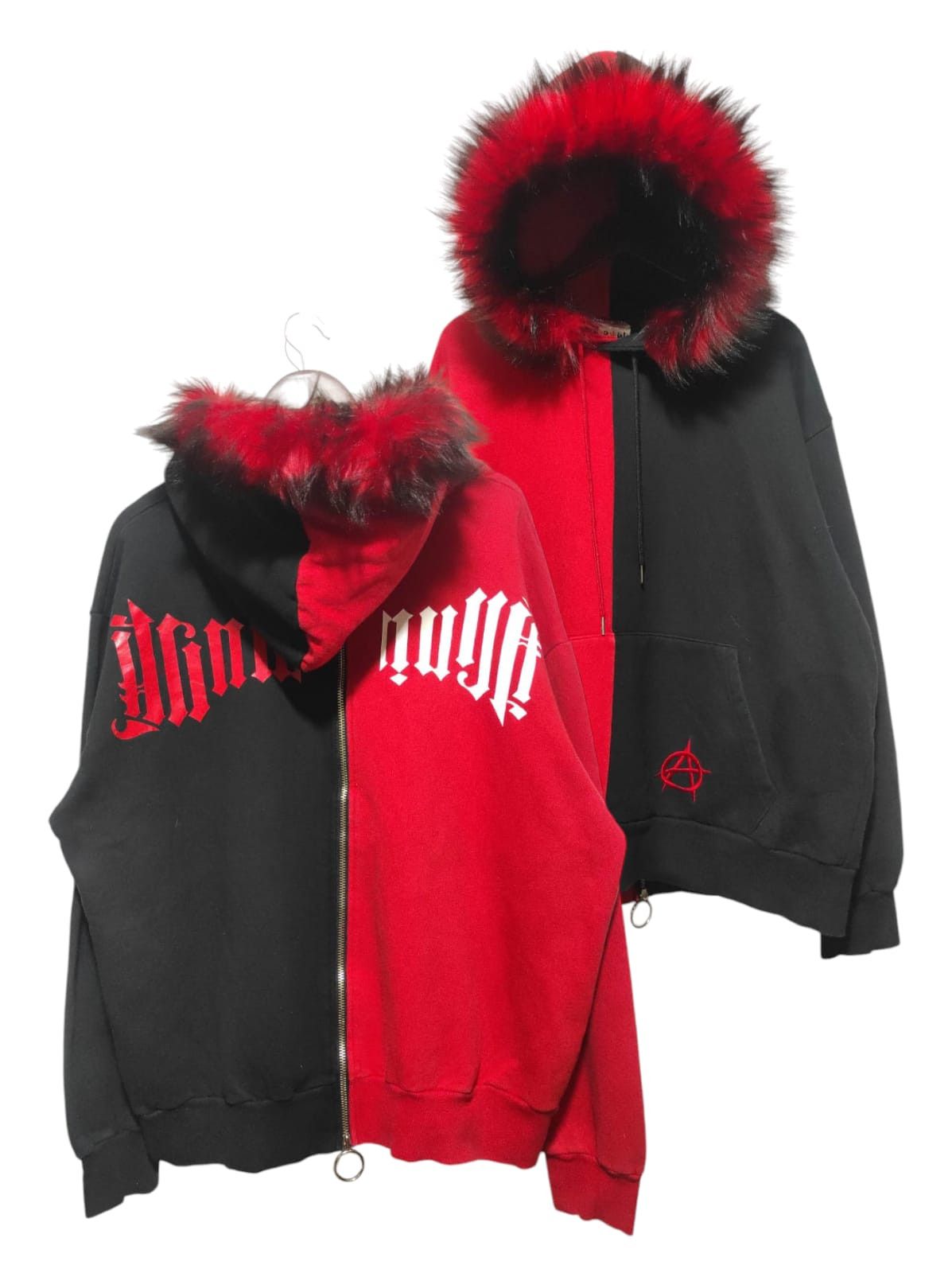 Hysteric Glamour B&W Back Oversized Zipper Fur Hoodie ifsixwasnine lgb style Size US XL / EU 56 / 4 - 1 Thumbnail