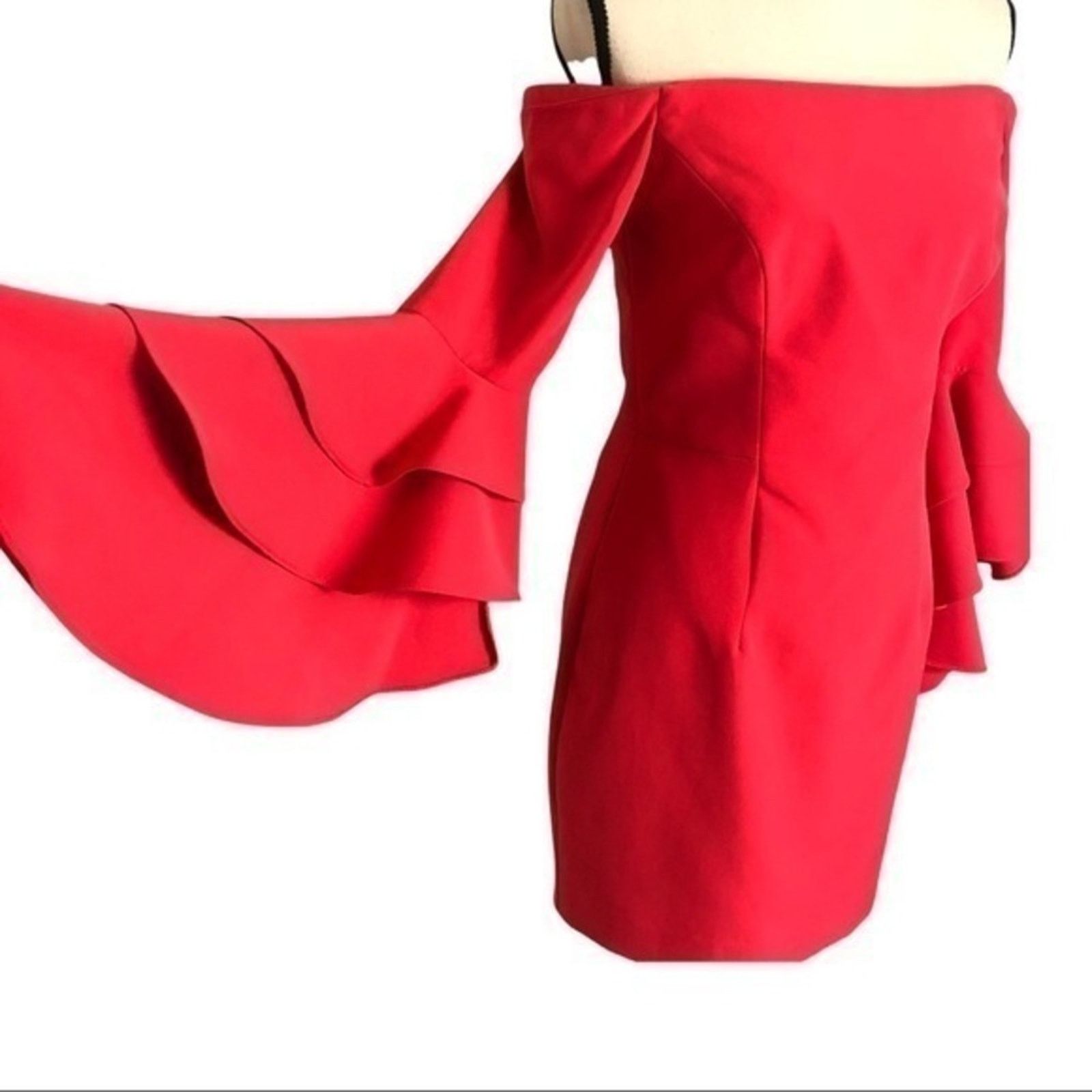 Milly Double Ruffle Selena Mini Cherry Red Dress Size 4