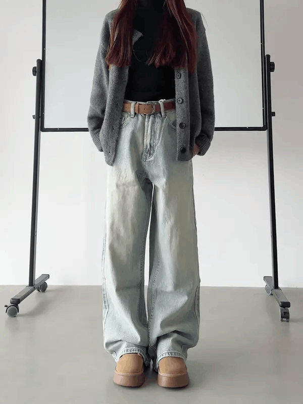 Jean Higuchi x Keito Light Blue Wide Leg Washed Baggy Jeans Size US 33 - 4 Thumbnail