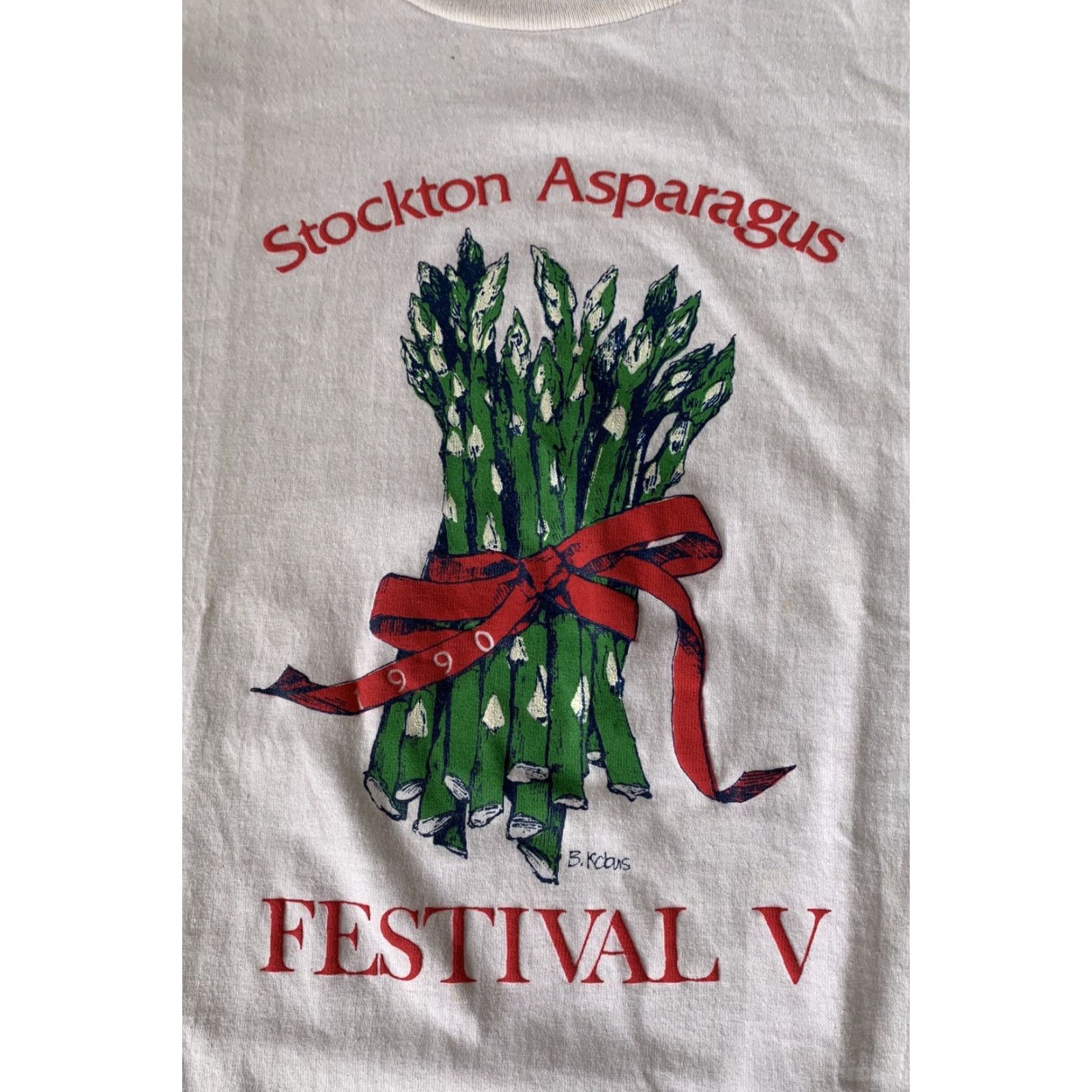Vintage VINTAGE Stockton Asparagus Festival V T-Shirt L Made In USA White Size US L / EU 52-54 / 3 - 5 Thumbnail