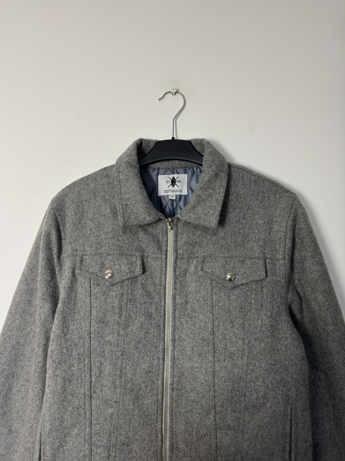 Daily Paper Daily Paper Vintage Grey Wool Trucker Jacket Basic Stlye Size US L / EU 52-54 / 3 - 2 Thumbnail