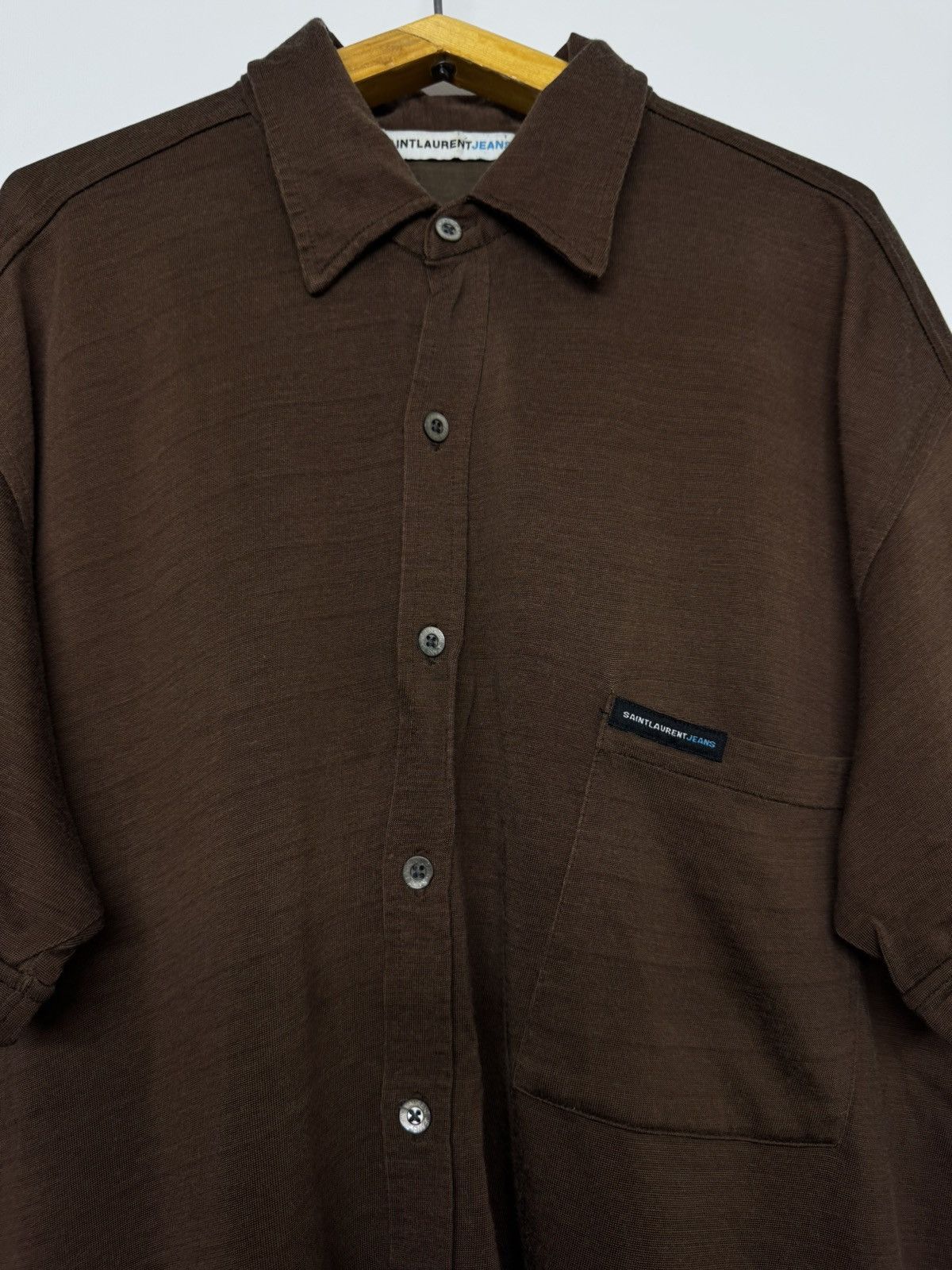 Saint Laurent Paris Vintage Saint Laurent Brown Luxury Shirt Size US L / EU 52-54 / 3 - 1 Thumbnail