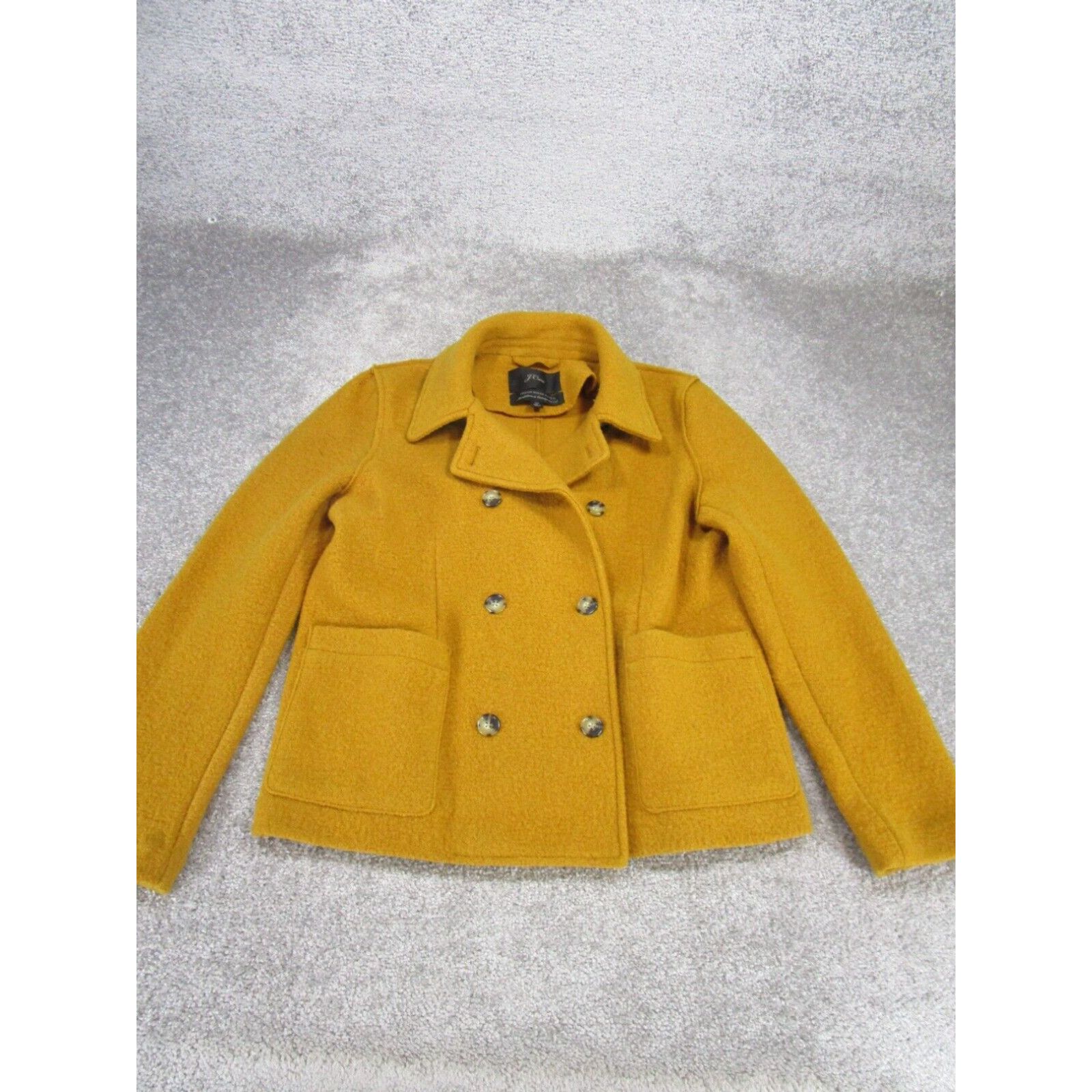 image of J Crew J.crew Pea Coat Womens 10 Boiled Wool Tan Short in White (Size Large)