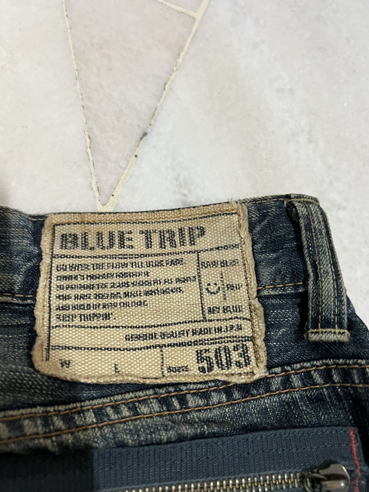 Edwin × If Six Was Nine 🌈Flare Vintage Edwin 503 Blue Trip Distressed Mud Wash Jean Size US 34 / EU 50 - 19 Thumbnail