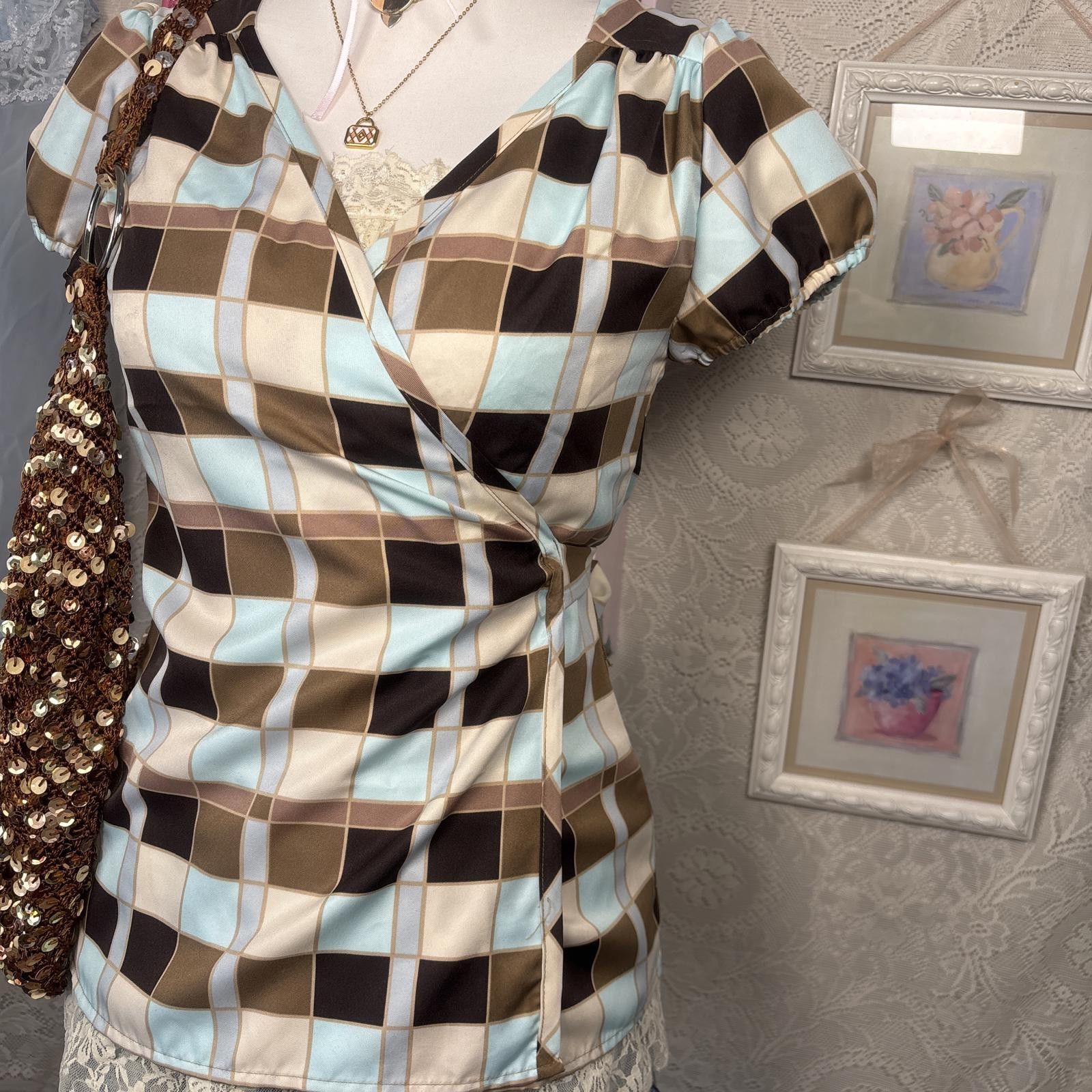 Banana Republic y2k office siren wrap tie up blouse Size XS / US 0-2 / IT 36-38 - 5 Thumbnail