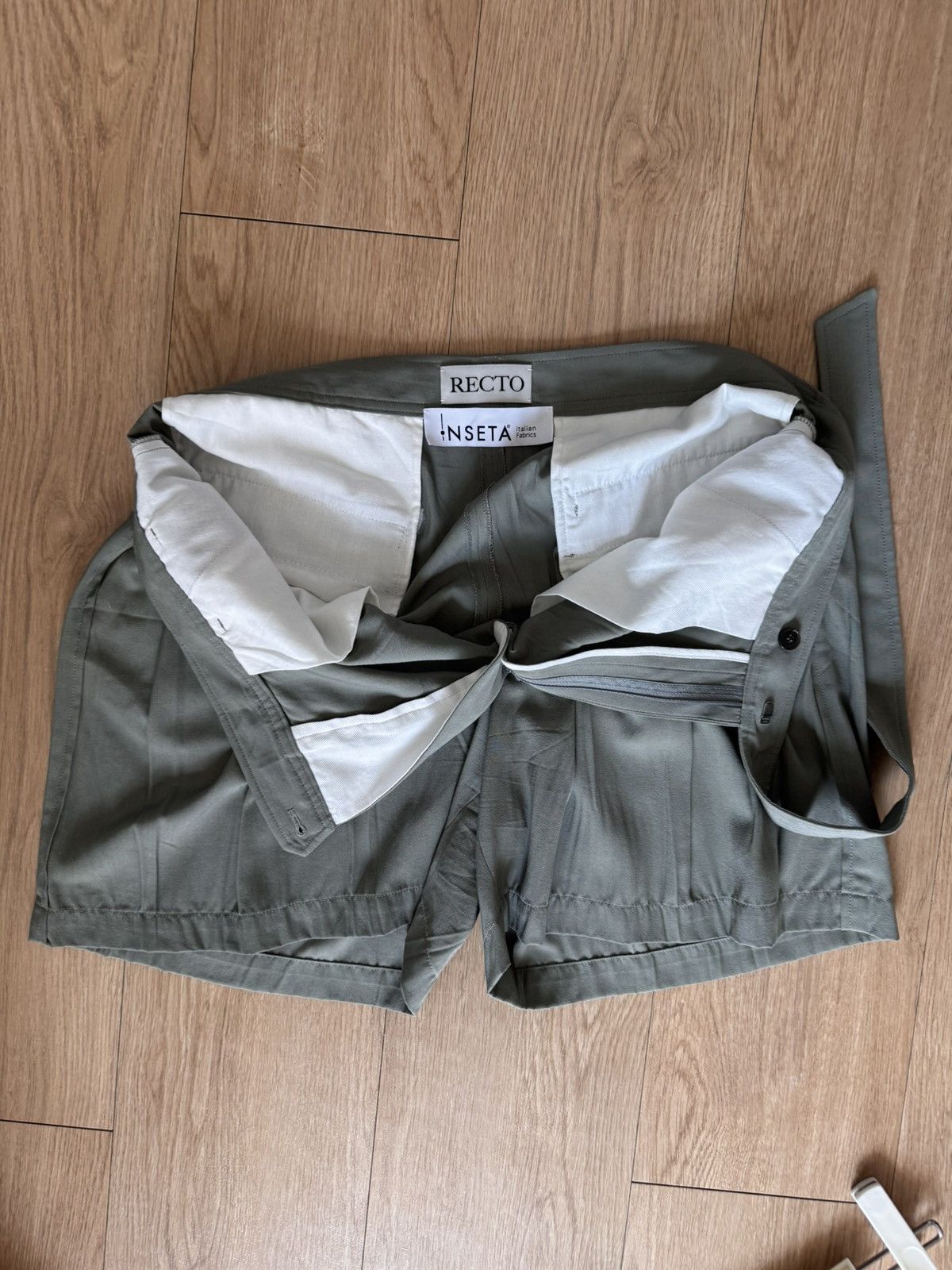 RECTO RECTO RM 25S Wrinkle Detail Belted Shorts in Dark Khaki Size US 32 / EU 48 - 11 Thumbnail