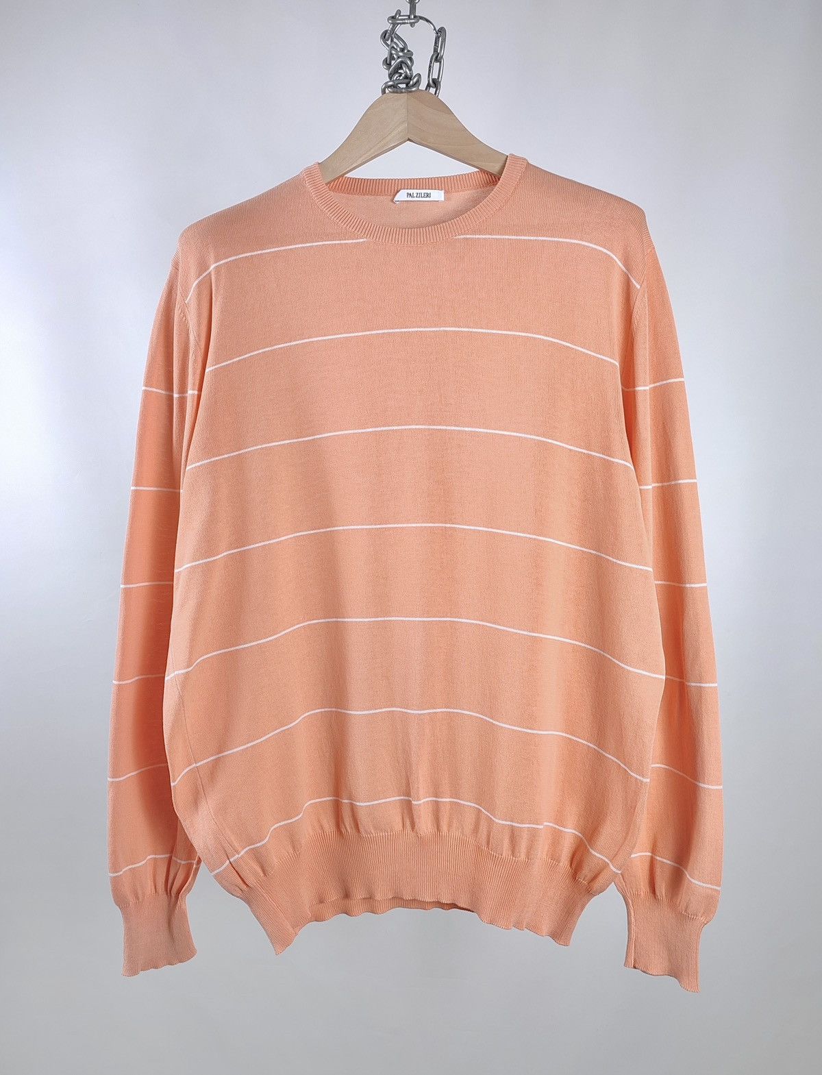 Pal Zileri Pal Zileri Striped Knitted Cotton Coral Jumper Size US XL / EU 56 / 4 - 1 Thumbnail