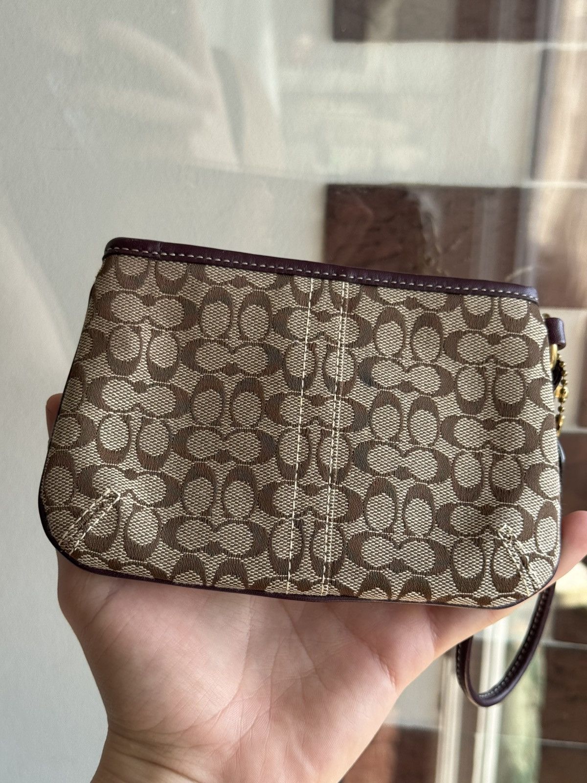 Coach Coach Brown Canvas Mini Bag Wristlet Wallet Size ONE SIZE - 7 Thumbnail
