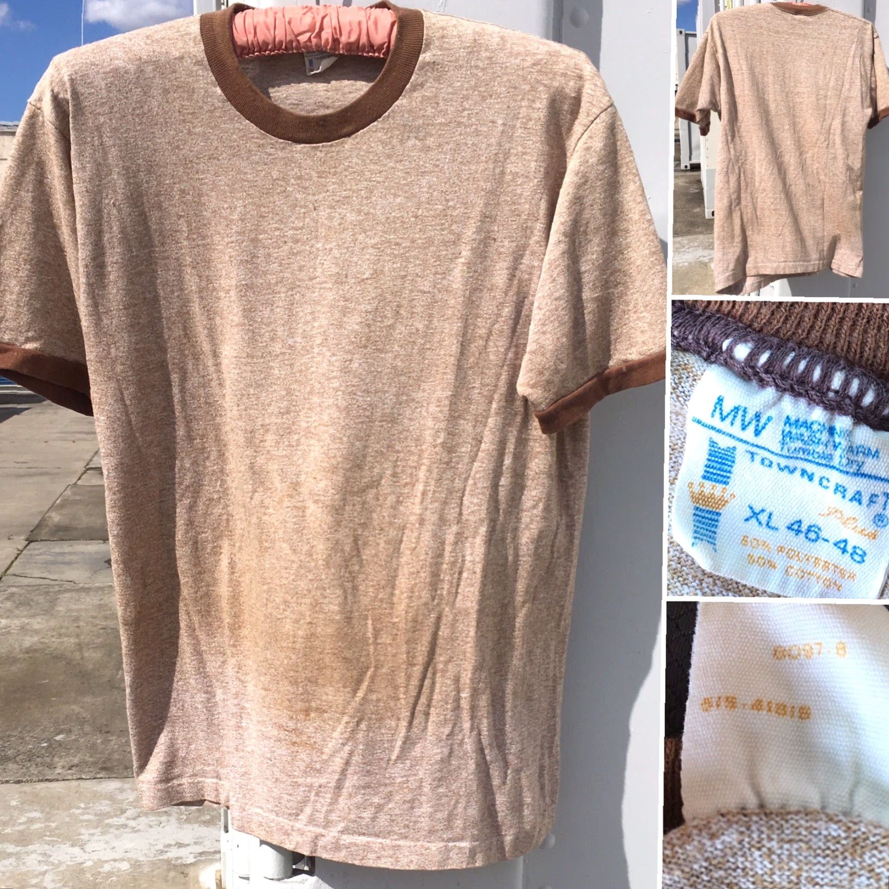 Vintage VINTAGE Towncraft XL Brown Ringer Tee T-Shirt Short Sleeve Men 60s 70s Distressed From Wear XL Brown Heather Vintage Basic Tee Sportswear/Beach Mens Size US XL / EU 56 / 4 - 3 Thumbnail