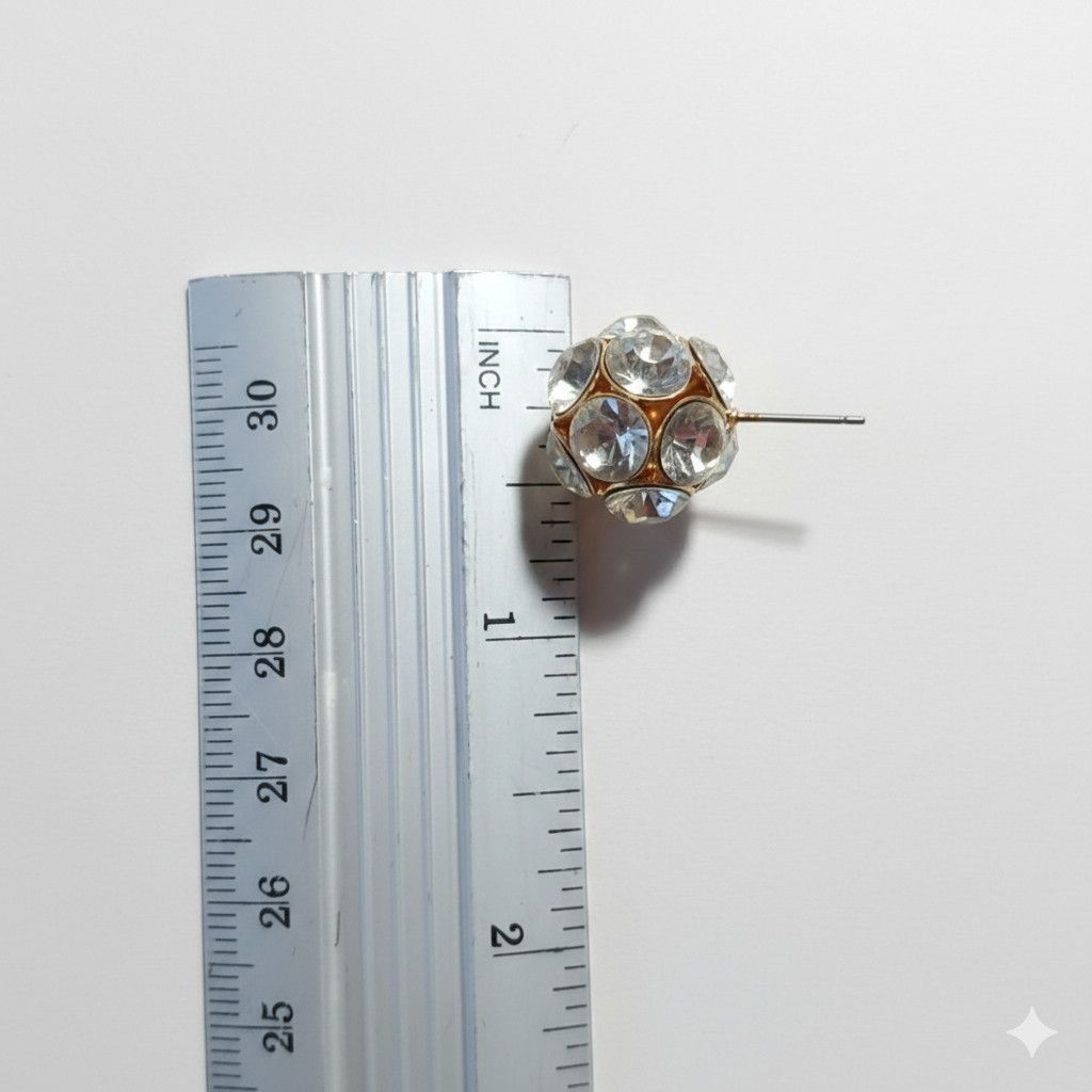 Other Disco Ball 5/8" NEW Earrings Crystal Round Stud Back Sparkle Size ONE SIZE - 10 Thumbnail