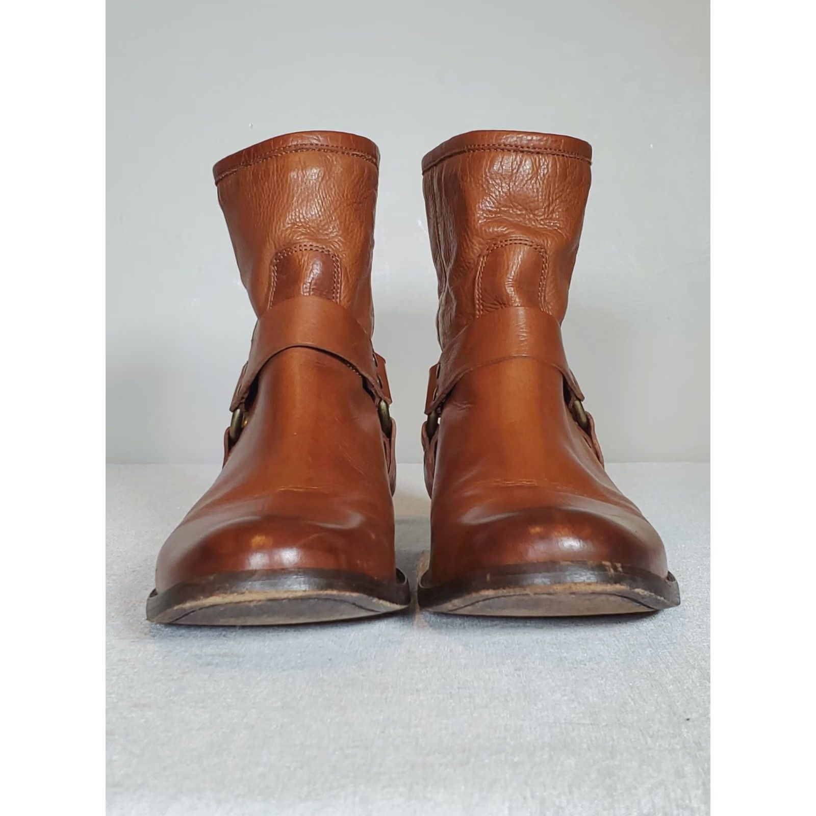 Frye FRYE Phillip Harness Short Ankle Boots Whiskey Brown Leather 70509 Women's US 9.5 B Bootie Size 32" / US 10 / IT 46 - 6 Thumbnail