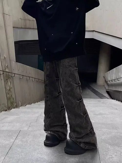 Japanese Brand × Jean Vintage side pleated micro-flare wide-leg jeans Size US 32 / EU 48 - 4 Thumbnail