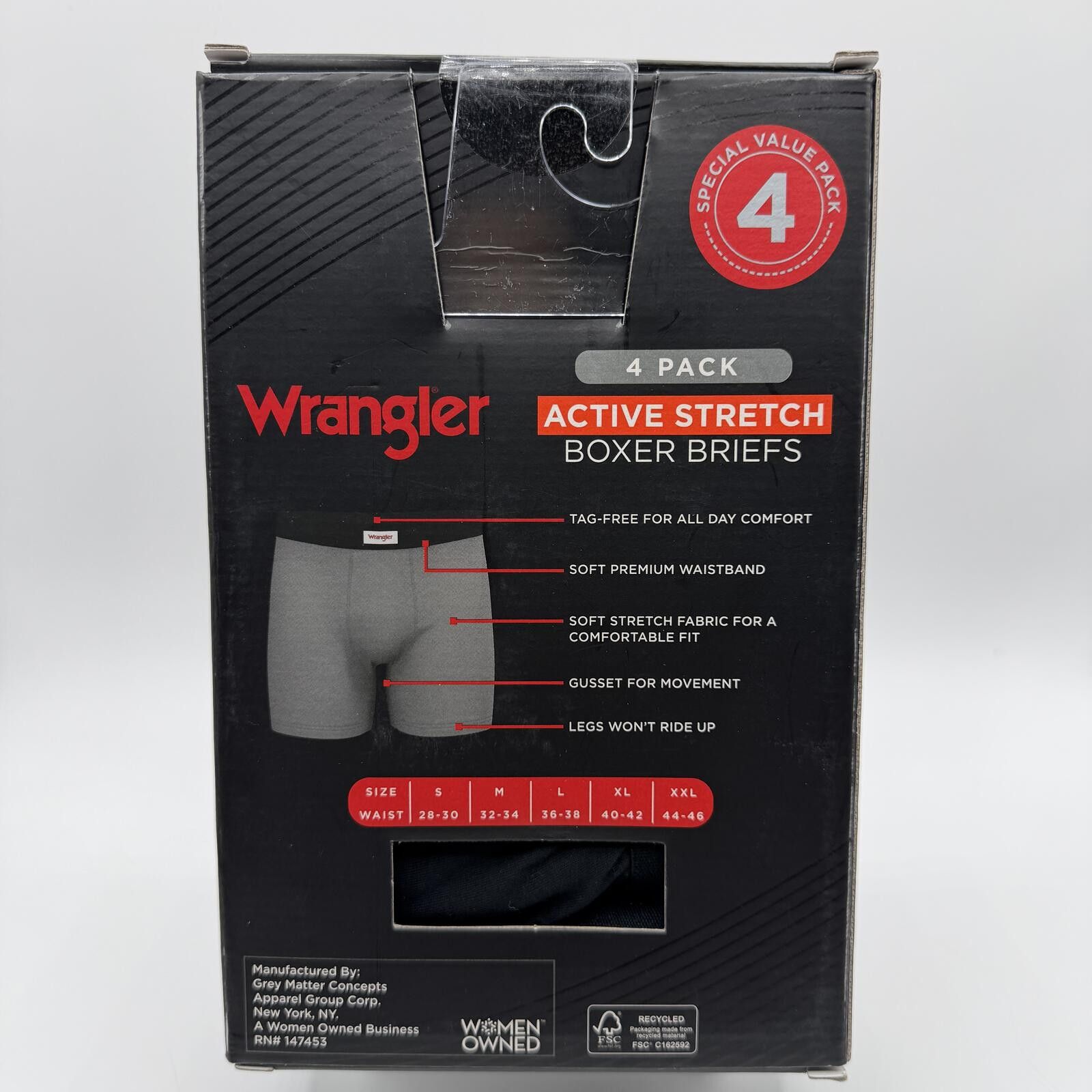 Wrangler Wrangler Men's Boxer Briefs 4 Pack Sz Large L Active Stretch Size ONE SIZE - 2 Thumbnail