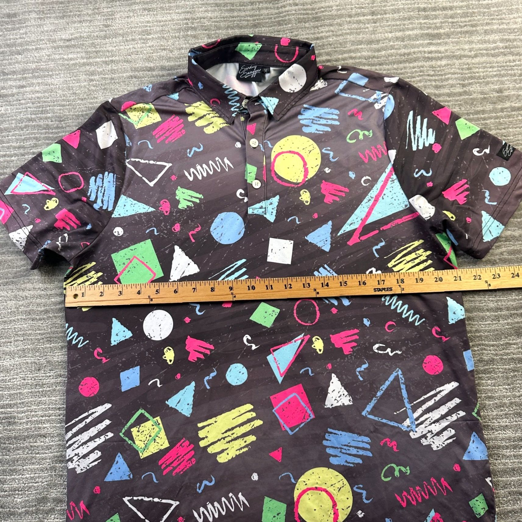 Vintage Sunday Swagger Polo Shirt Mens M All Over Print Floral Short Sleeve Collared Pullover Golf Size US M / EU 48-50 / 2 - 7 Thumbnail