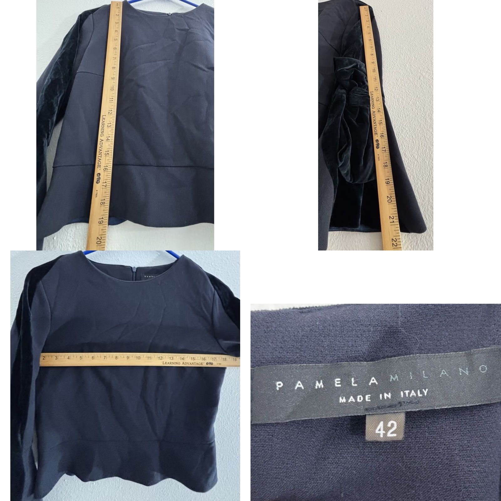 Vintage PAMELA MILANO Top Black Solid Long Sleeve Women Italy Size 42 Size M / US 6-8 / IT 42-44 - 8 Thumbnail