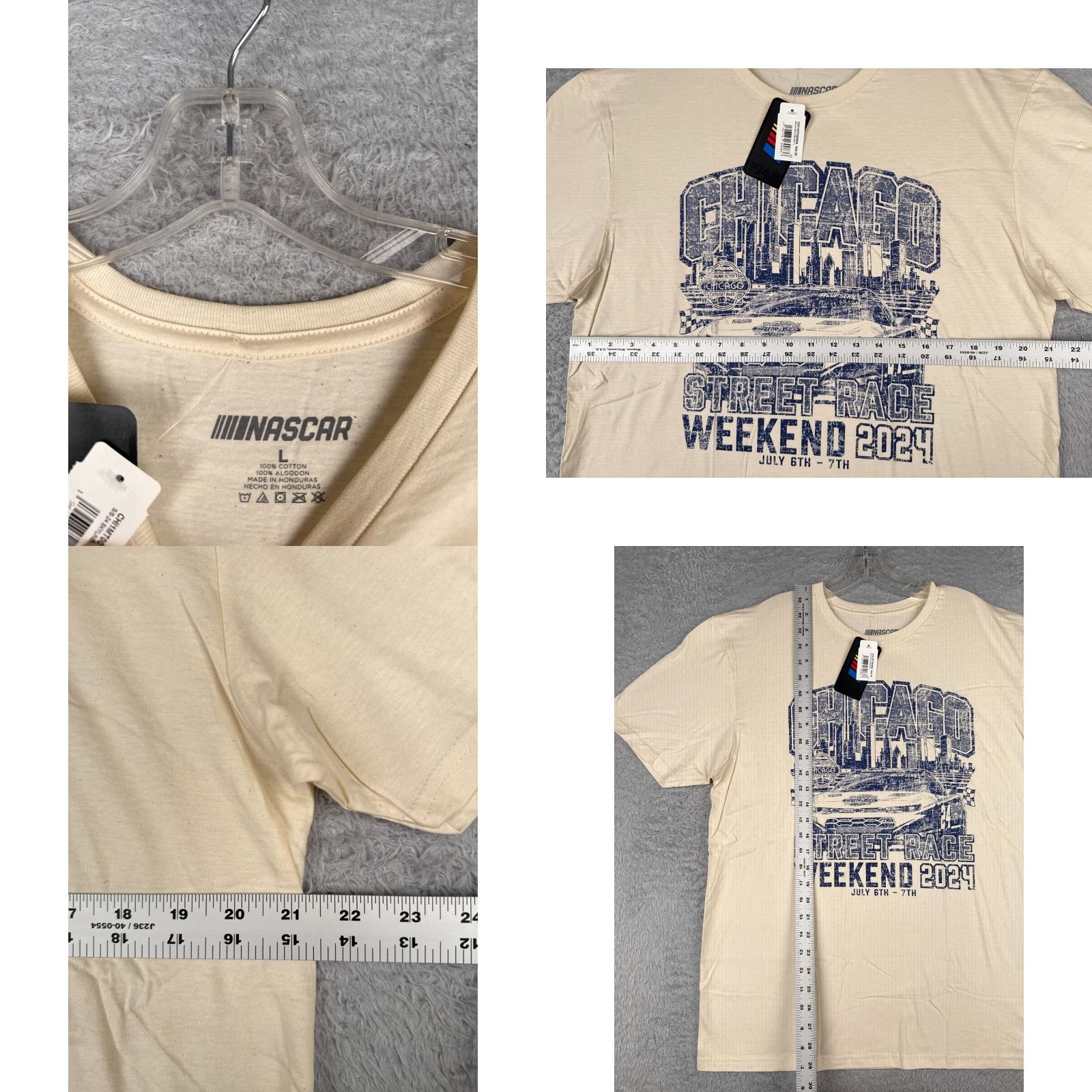 NASCAR Nascar Chicago Street Race Shirt Adult Large Ivory Cotton Short Sleeve NEW Size US L / EU 52-54 / 3 - 8 Thumbnail