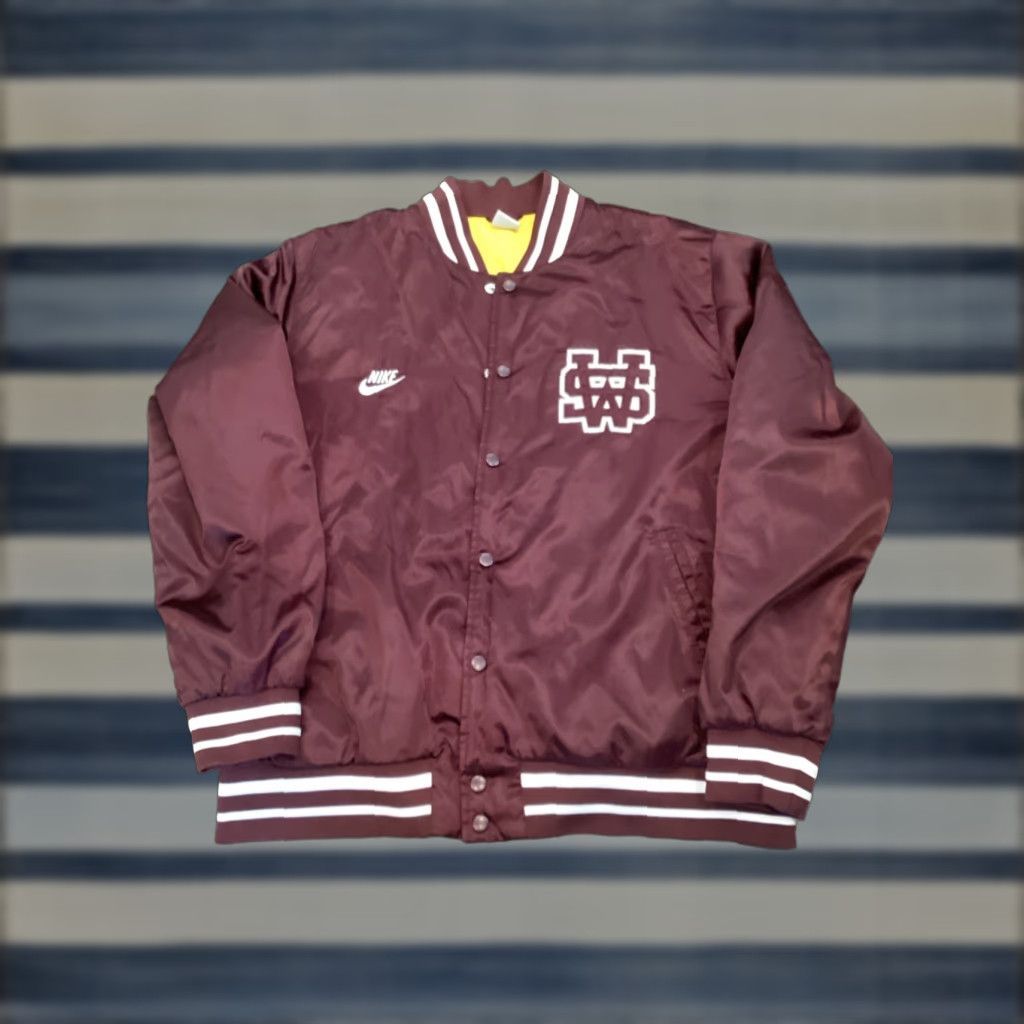 Nike VINTAGE Nike Air Jacket Bomber Men XL 90s Nylon Maroon Logo Retro Casual Mens Size US XL / EU 56 / 4 - 1 Thumbnail