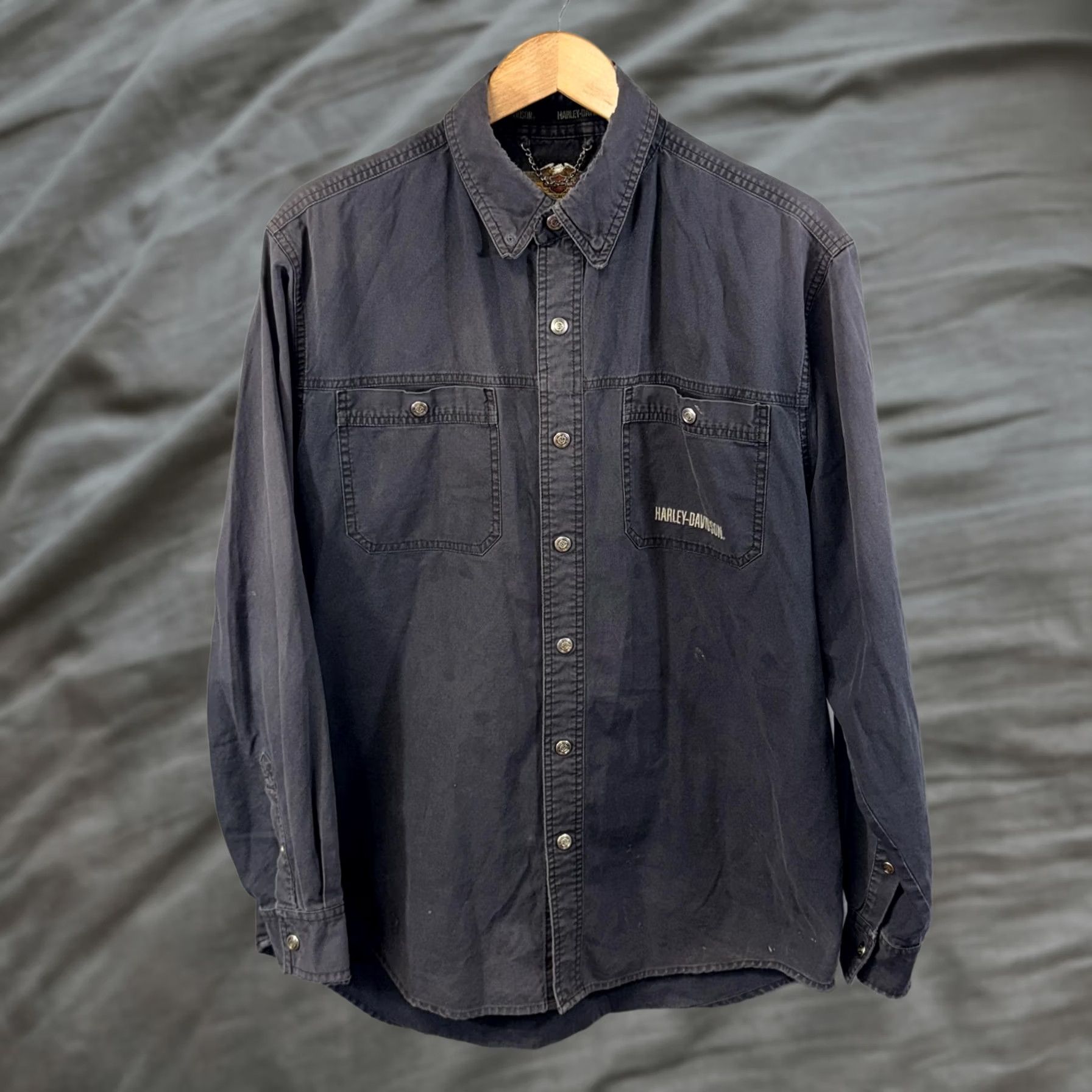 Harley Davidson Harley-Davidson Shirt Mens L Black Long Sleeve Snap Front Embroidered Biker Size US L / EU 52-54 / 3 - 1 Thumbnail