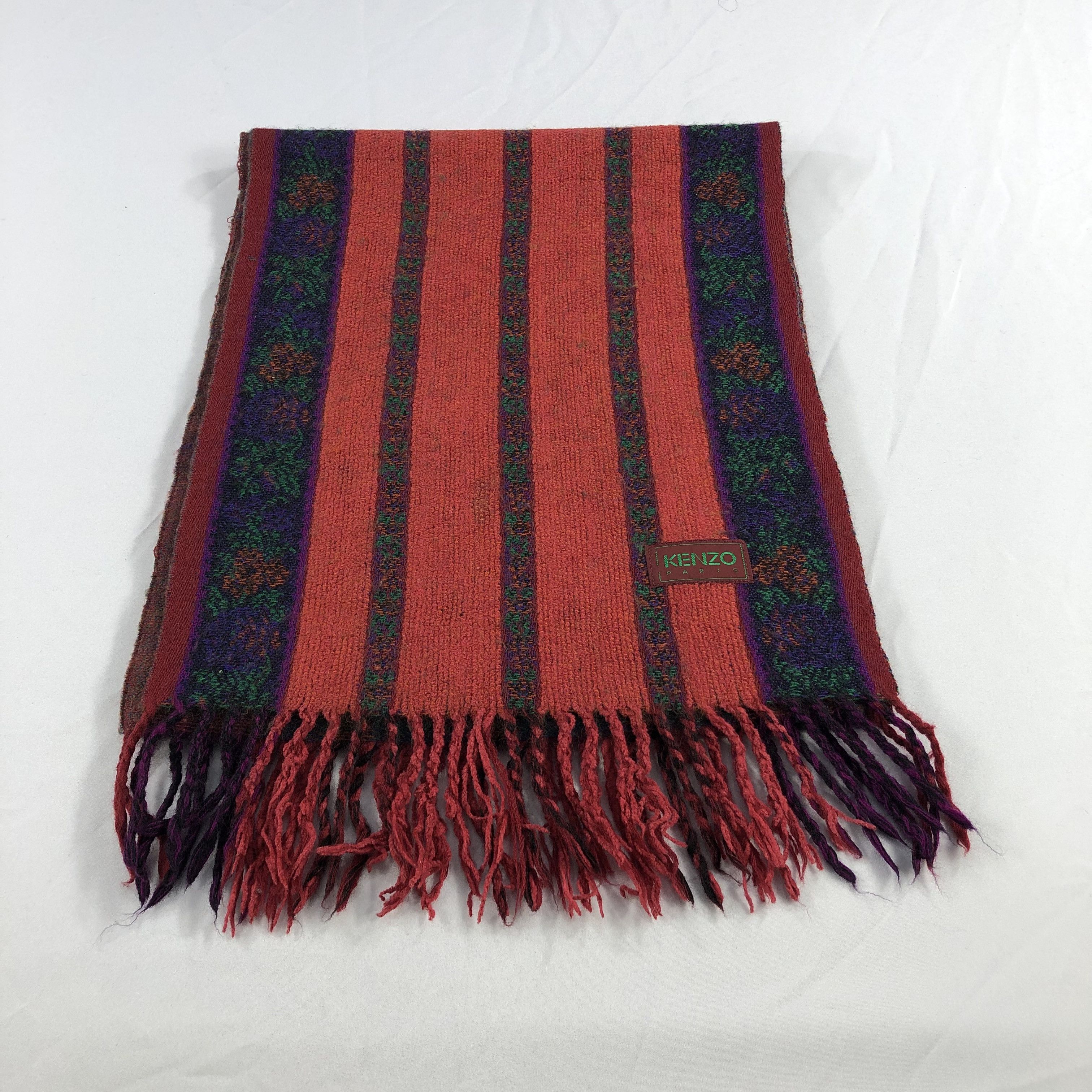 Kenzo Kenzo Floral Wool Scarf Muffler V1039 Size ONE SIZE - 2 Thumbnail