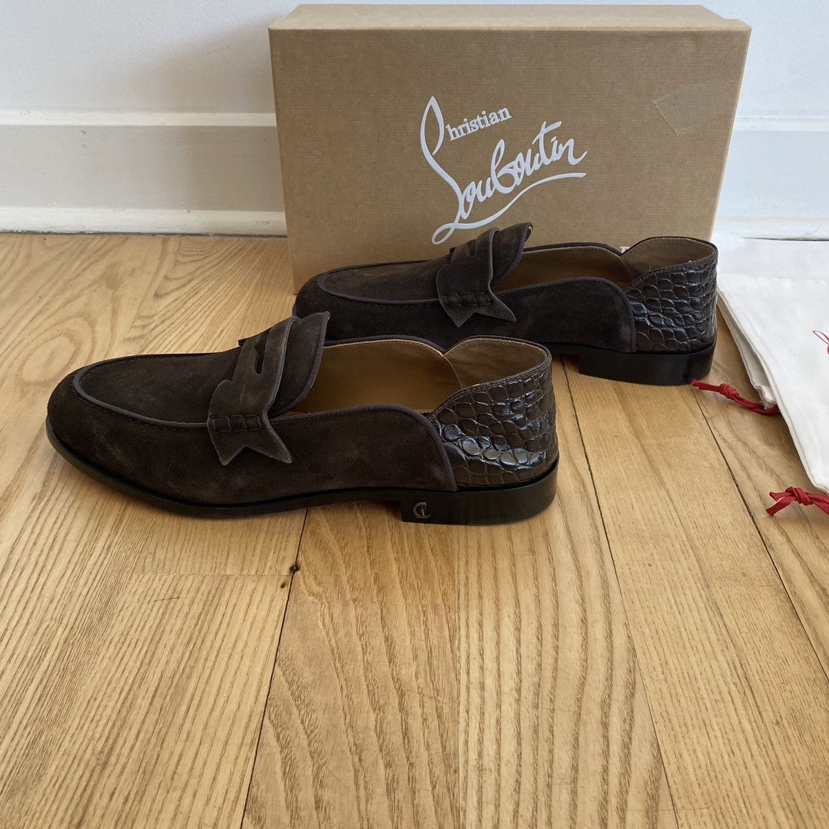 Men\'s Christian Louboutin penny loafers , Brown Rhea Suede . Size 41 $1,100 CHRISTIAN LOUBOUTIN - *VARSIMOC* Brown Suede Loafers  main image 2
