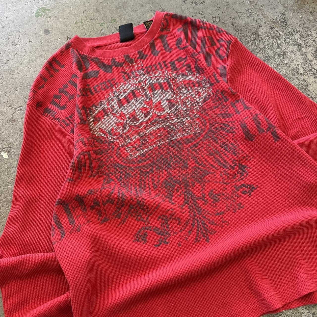 Affliction Y2K Affliction Style Red Waffle Knit Thermal Grunge Size XL Size US XL / EU 56 / 4 - 2 Thumbnail