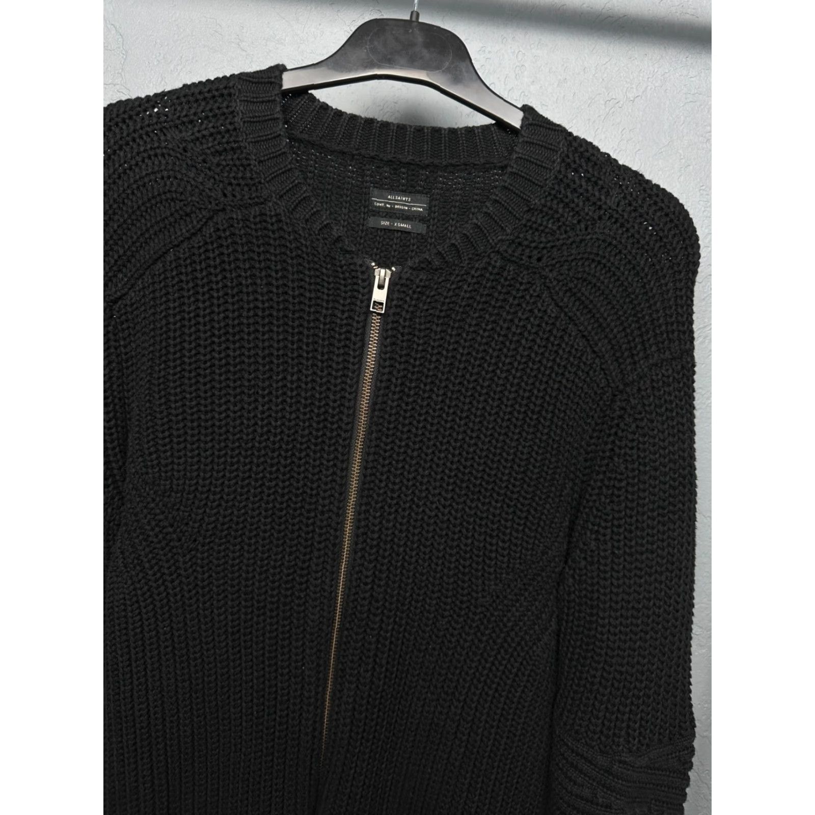 Allsaints AllSaints Moat Knit Bomber Full Zip Sweater XS Mens Black Cotton Knit Shirt Size US XS / EU 42 / 0 - 2 Thumbnail