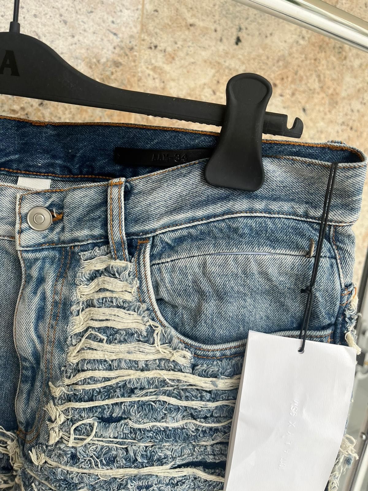 Alyx × Blackmeans 6 Pocket Blackmeans Distressed & Frayed Denim in Blue Size US 36 / EU 52 - 4 Thumbnail