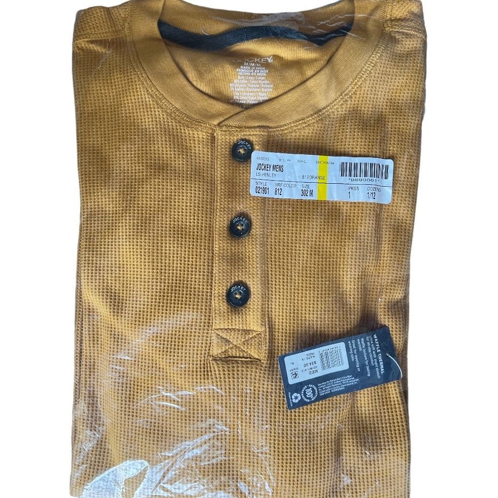 Jockey Jockey Yellow Waffle Henley Long Sleeve Top, M Size US M / EU 48-50 / 2 - 6 Thumbnail
