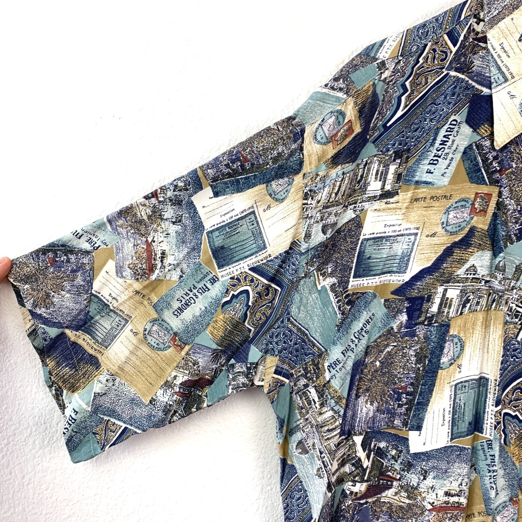 Countess Mara Countess Mara Button-Down Shirt XL Rayon Abstract Postcard Map Travel Beach Vacation Casual Size US XL / EU 56 / 4 - 2 Thumbnail