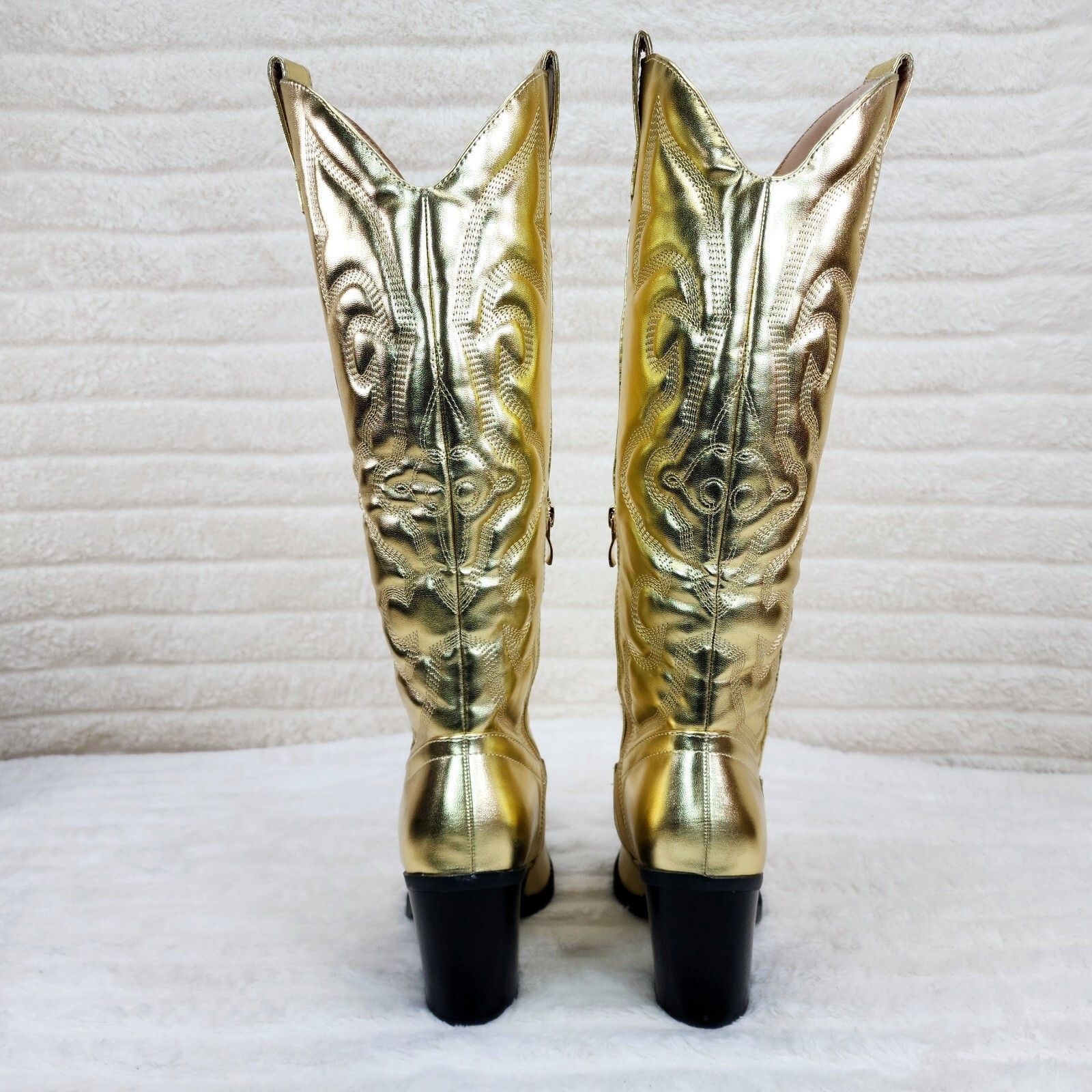Other Electric Brushed Metallic Gold Western Knee High Cowgirl Boo Size US 7.5 / IT 37.5 - 6 Thumbnail