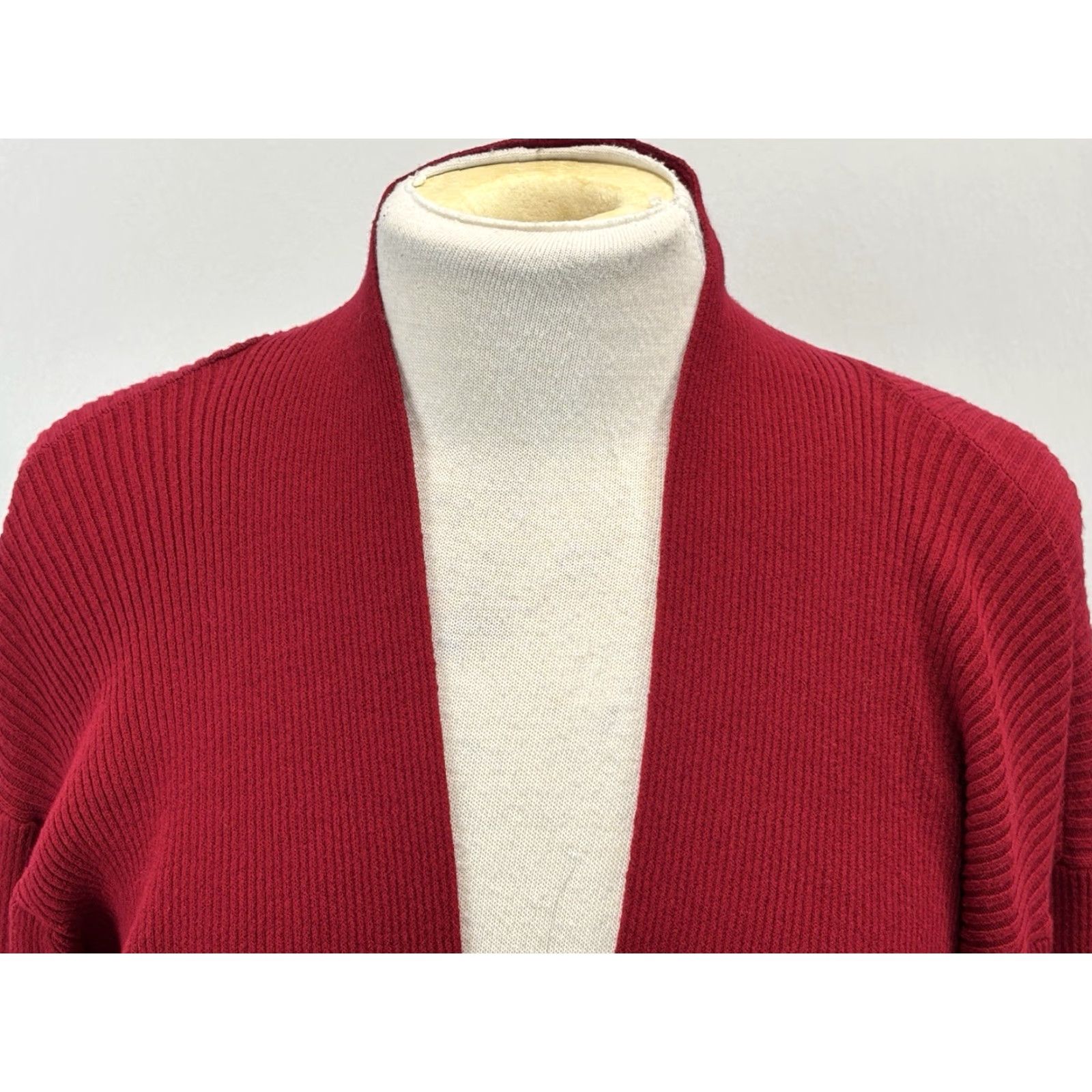 Eileen Fisher Eileen Fisher Cardigan Women’s L Red Open Front Ribbed Classic Sweater Size L / US 10 / IT 46 - 5 Thumbnail