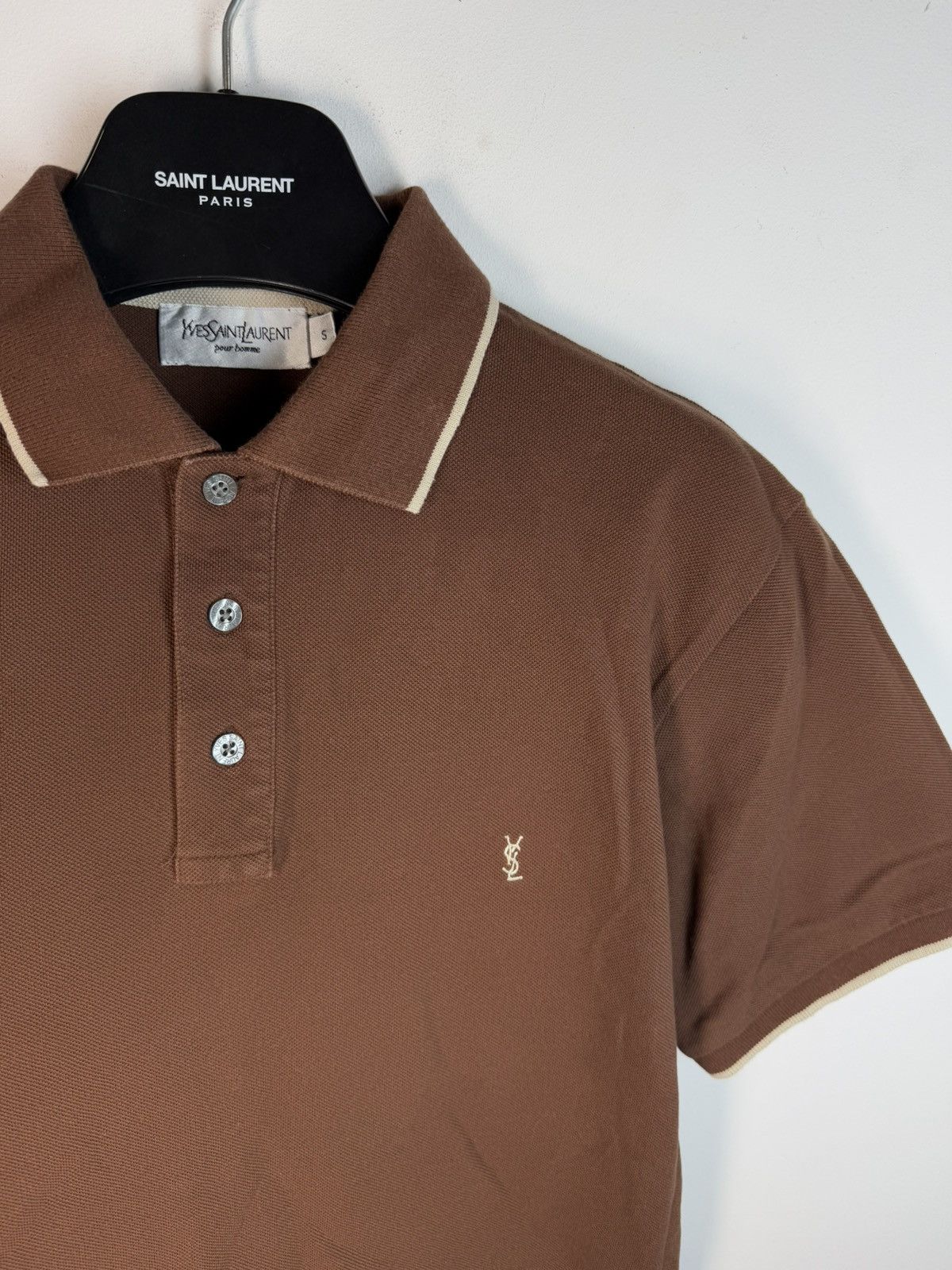 Yves Saint Laurent Brown YSL Polo Shirt YSL Tee Beige YSL Shirt Size US S / EU 44-46 / 1 - 1 Thumbnail