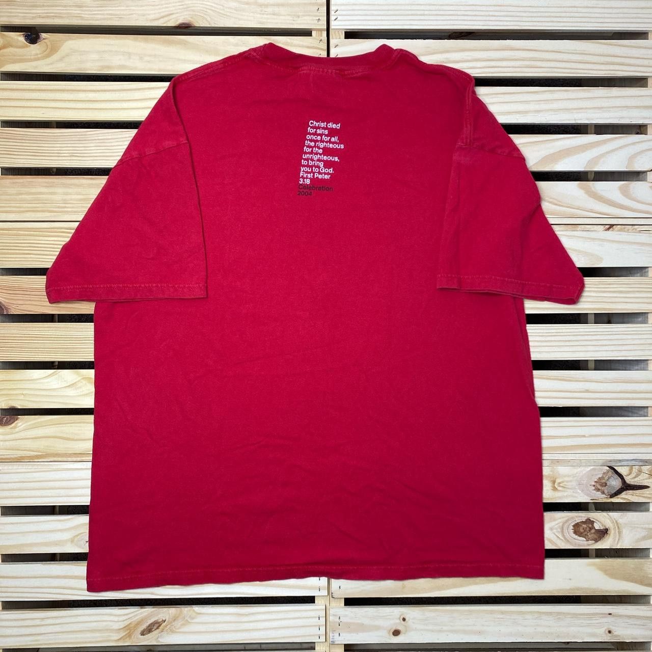 Hanes Vintage Peter 3:18 Red Bible Verse Jesus Tee Size XL Size US XL / EU 56 / 4 - 2 Thumbnail