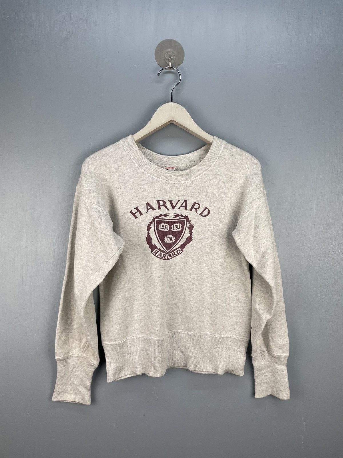 Image of American College x Champion VTG 50S Harvard University Champion Running Man Sweatshirt in Grey (Siz