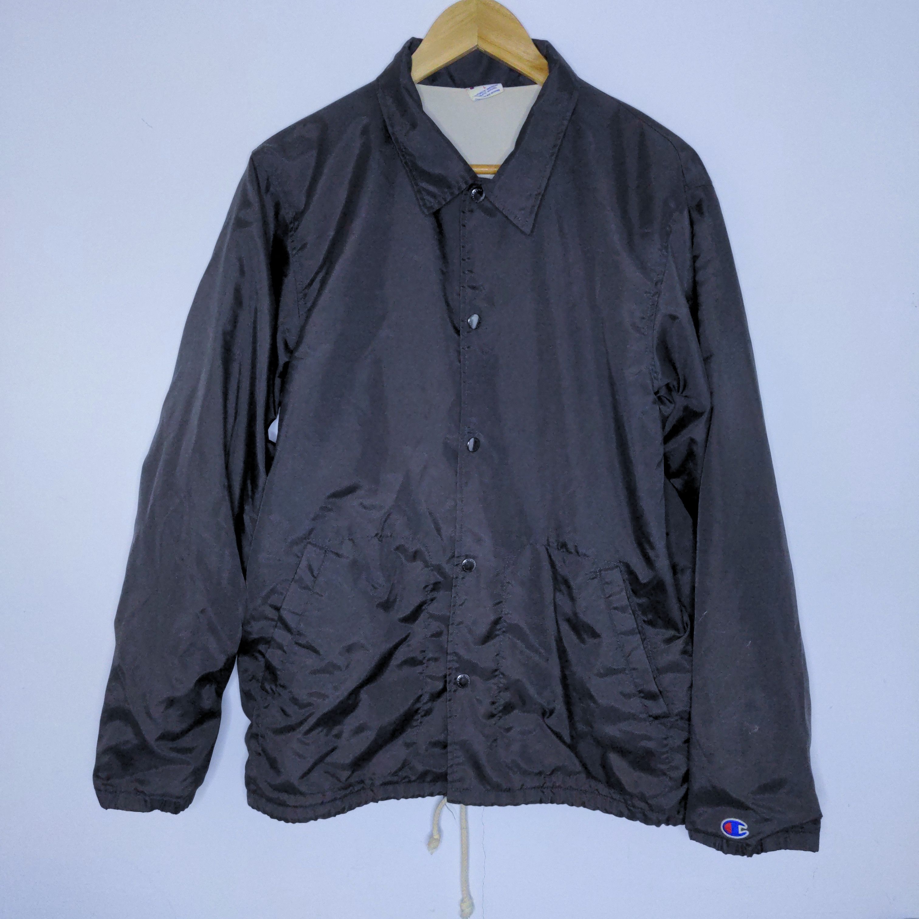 image of Vintage Champion Coach Jacket in Faded Black, Men's (Size Medium)