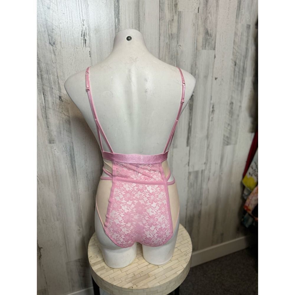 Other Pink Lace Cutout Bodysuit Lingerie Size S Sexy Strappy Mesh Size S / US 4 / IT 40 - 4 Thumbnail