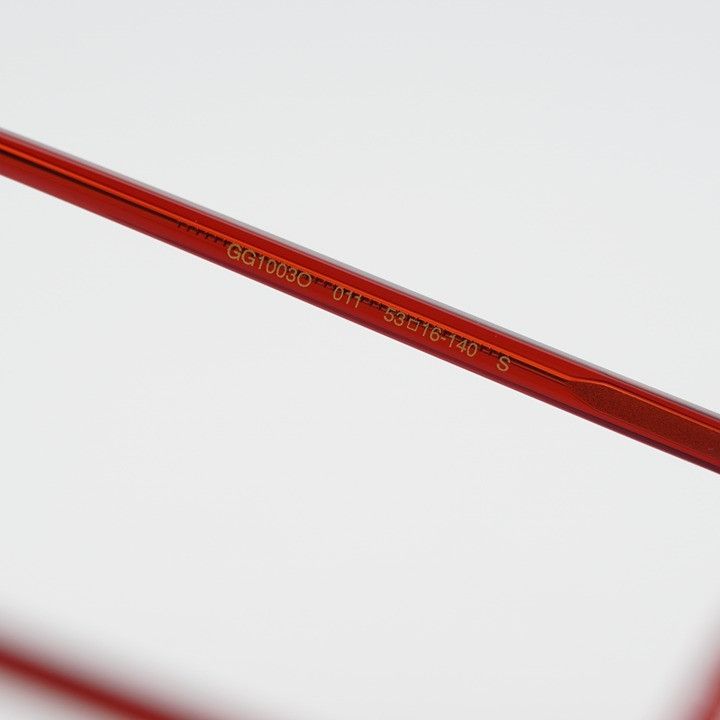 Gucci Gucci GG1003O 011 Eyeglasses Shiny Transparent Red 53mm Size ONE SIZE - 6 Thumbnail