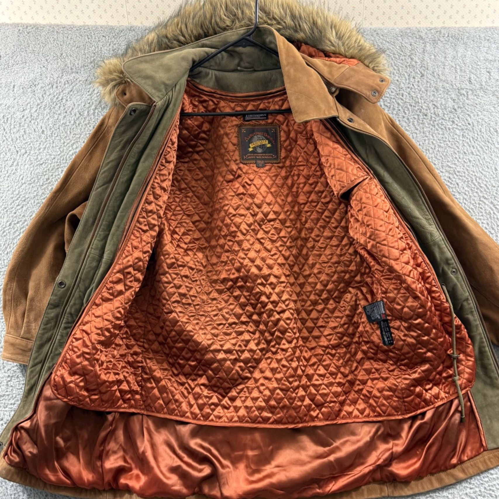 Vintage Adventure Bound Wilsons Coat Womens Medium Brown Leather Suede Hooded Parka Jacket Coat Size M / US 6-8 / IT 42-44 - 6 Thumbnail