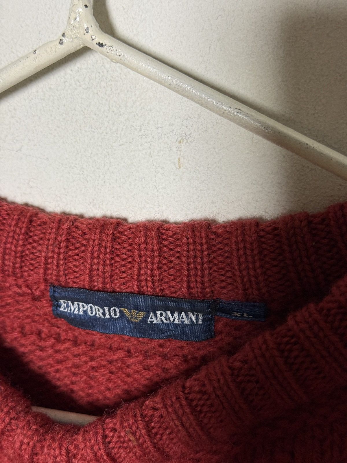 Giorgio Armani Armani 80s Chunky red cable-knit sweater Size US M / EU 48-50 / 2 - 3 Thumbnail