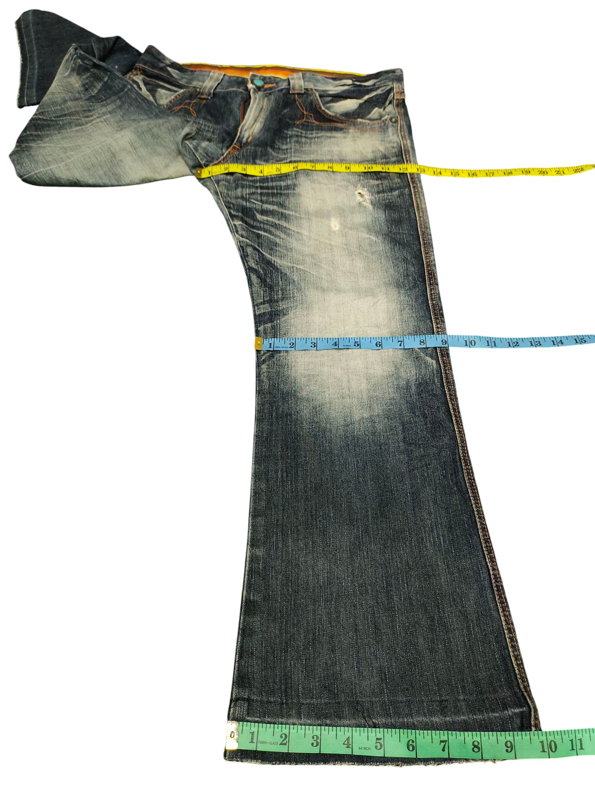 If Six Was Nine Flare Jeans Edwin Blue Trip Bullhead Distress Bootcut Y2k Size US 34 / EU 50 - 15 Thumbnail